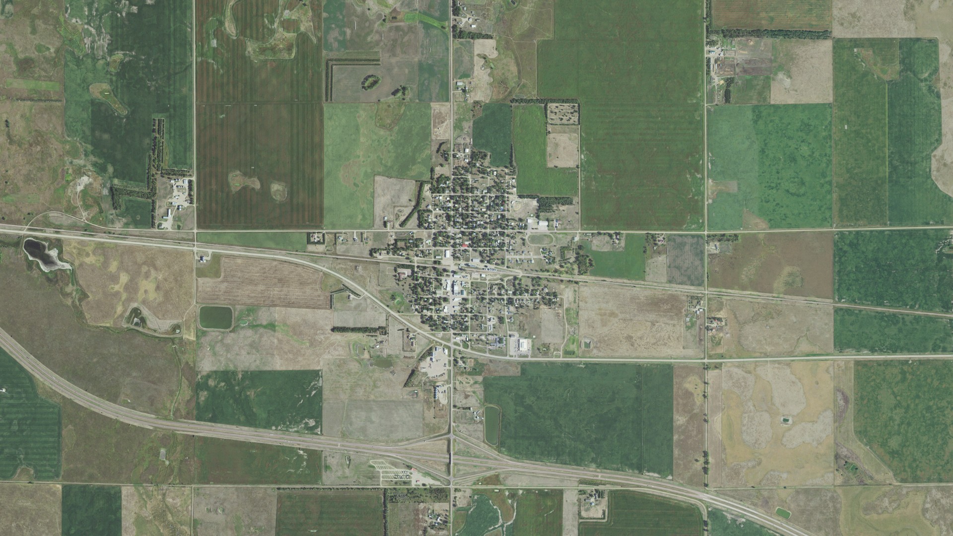 Aerial view of land around White Lake, South Dakota