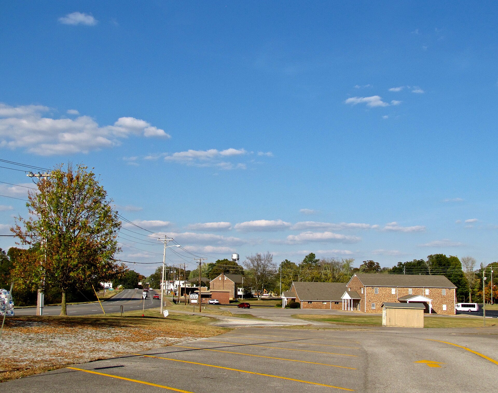 Buildings in Leoma, Tennessee, United States.