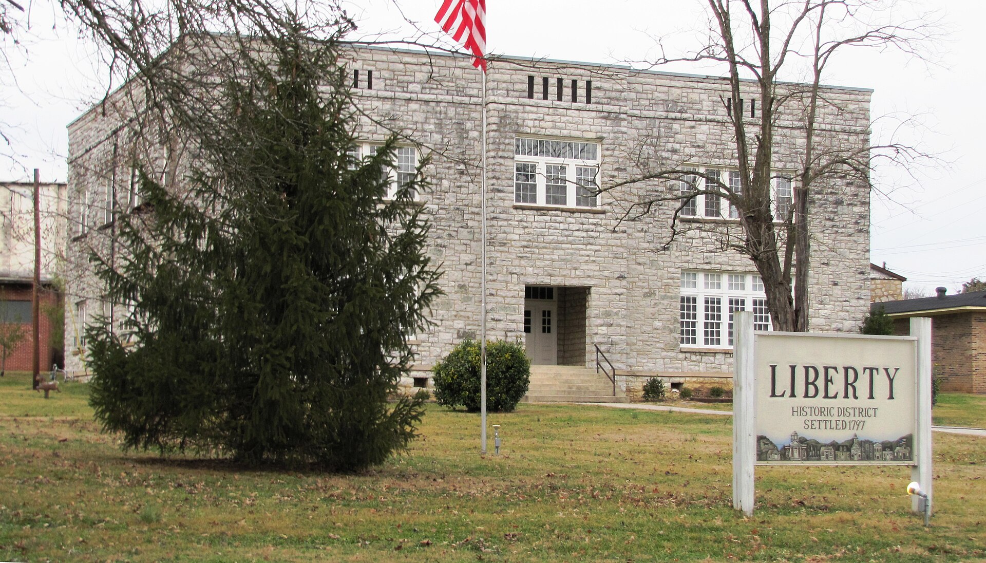 Liberty Town Hall, part of the Liberty Historic District, in Liberty, Tennessee, USA.