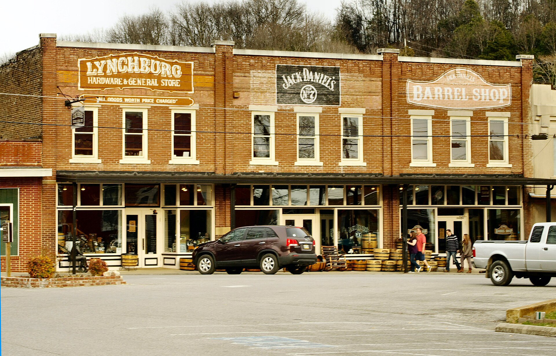 Commercial block on the courthouse square in Lynchburg, Tennessee, United States; this block was built in 1913 — Lynchburg, Moore County, Tennessee