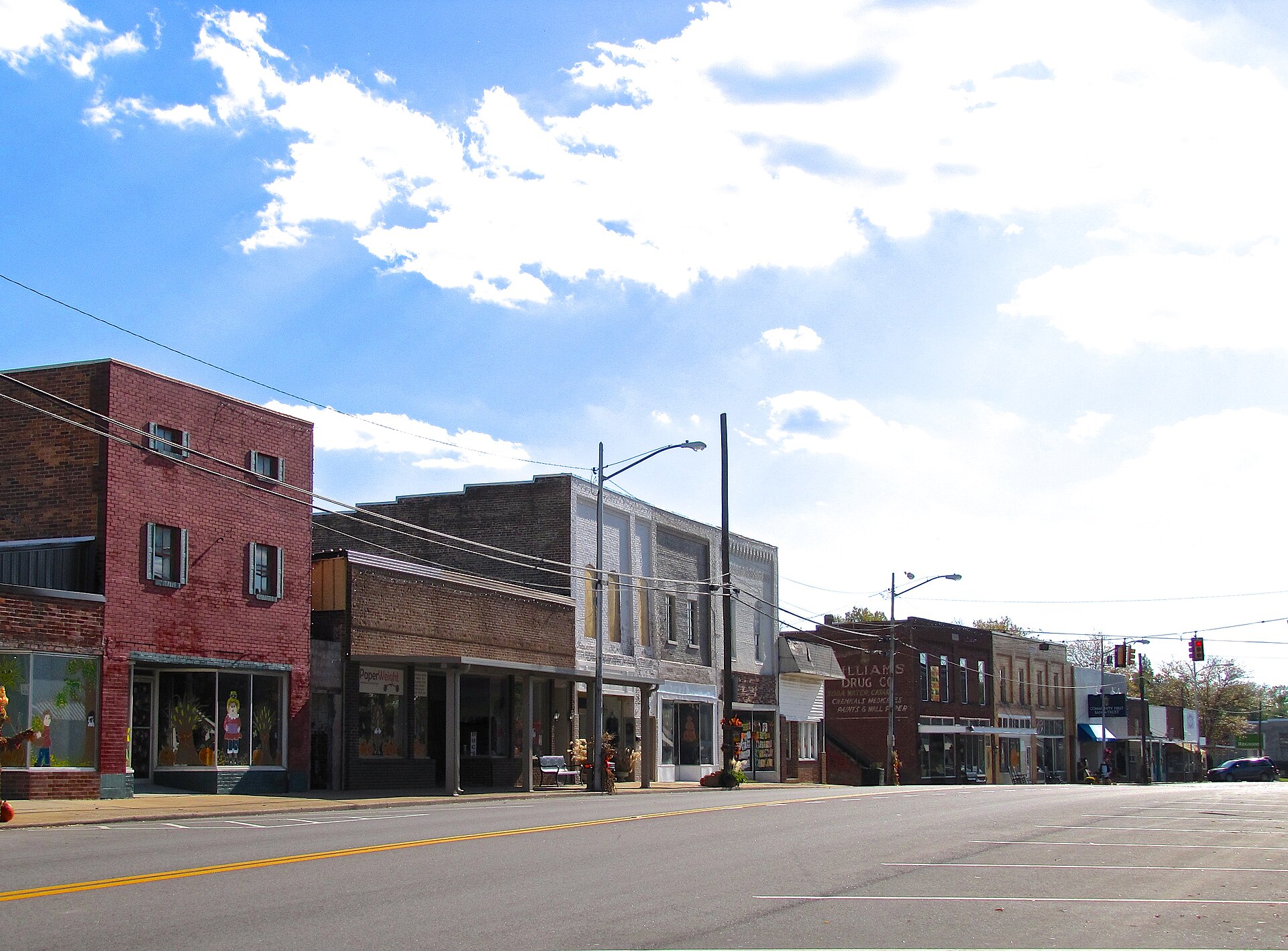Buildings along Main Street in Mount Pleasant, Tennessee, United States.