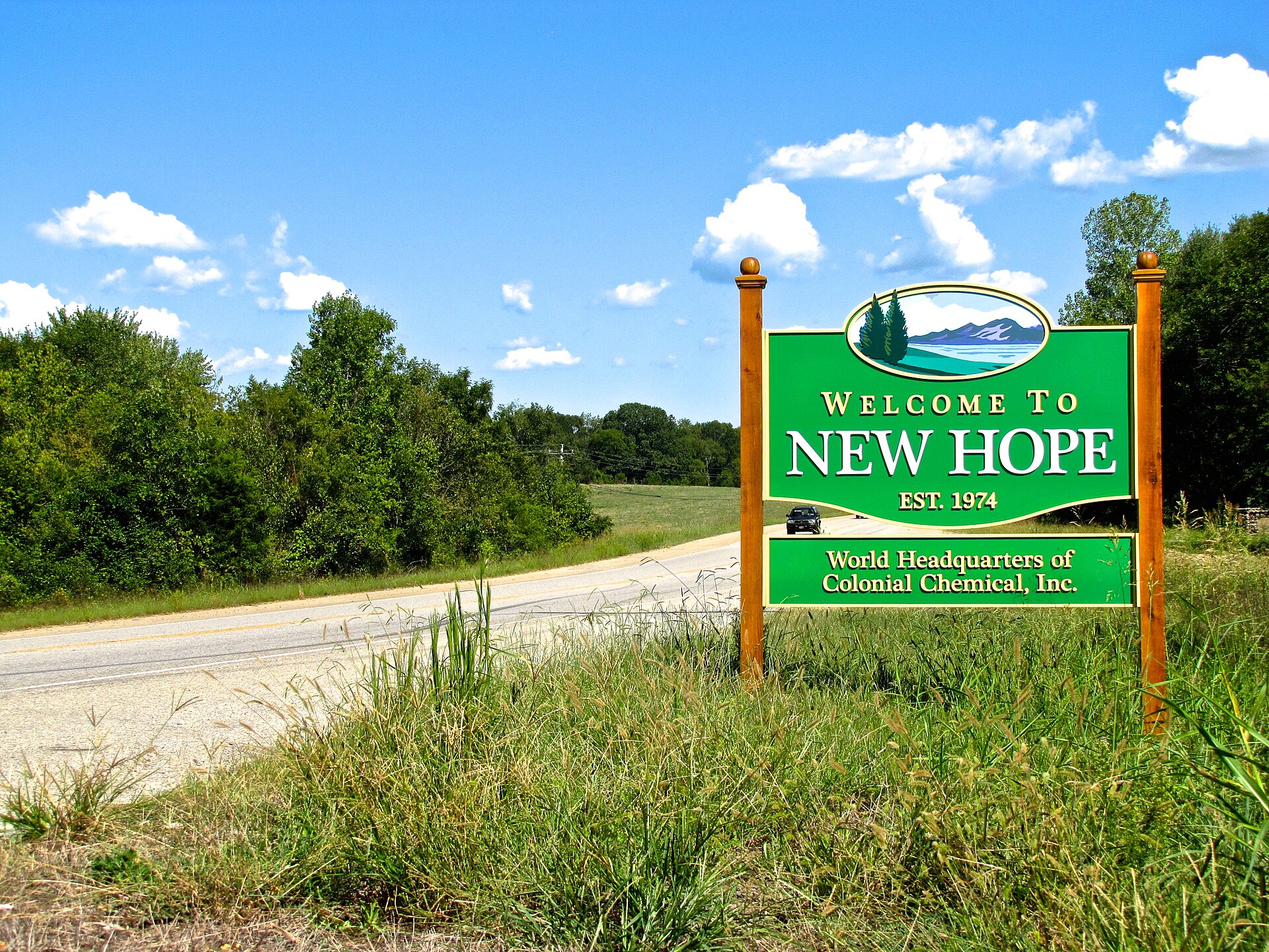 Welcome sign along State Route 156 in New Hope, Tennessee, United States.