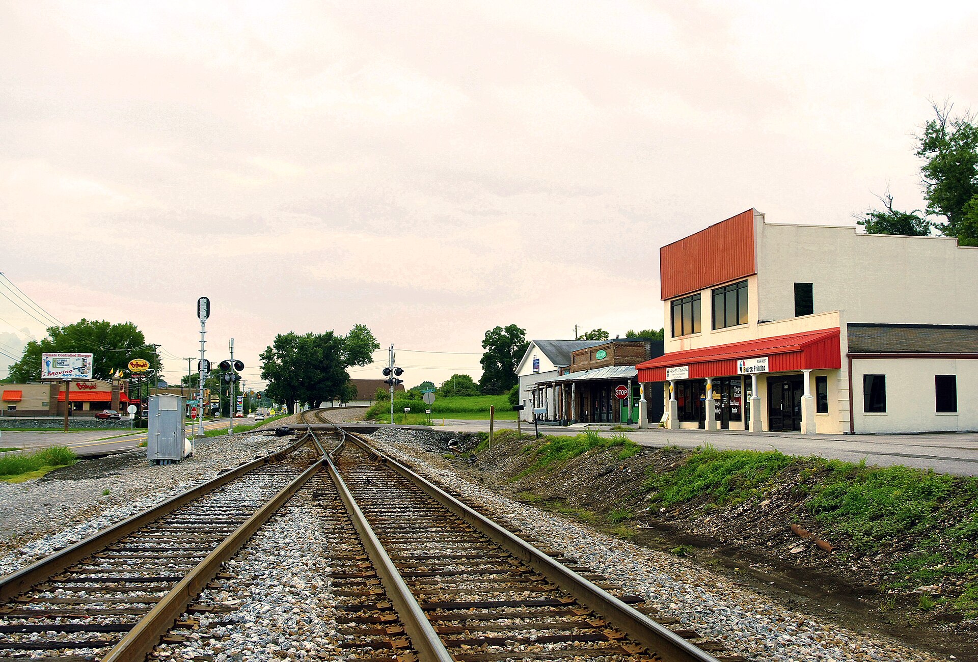 Norfolk Southern tracks along Depot Street in the Powell community of Knox County, Tennessee, United States.