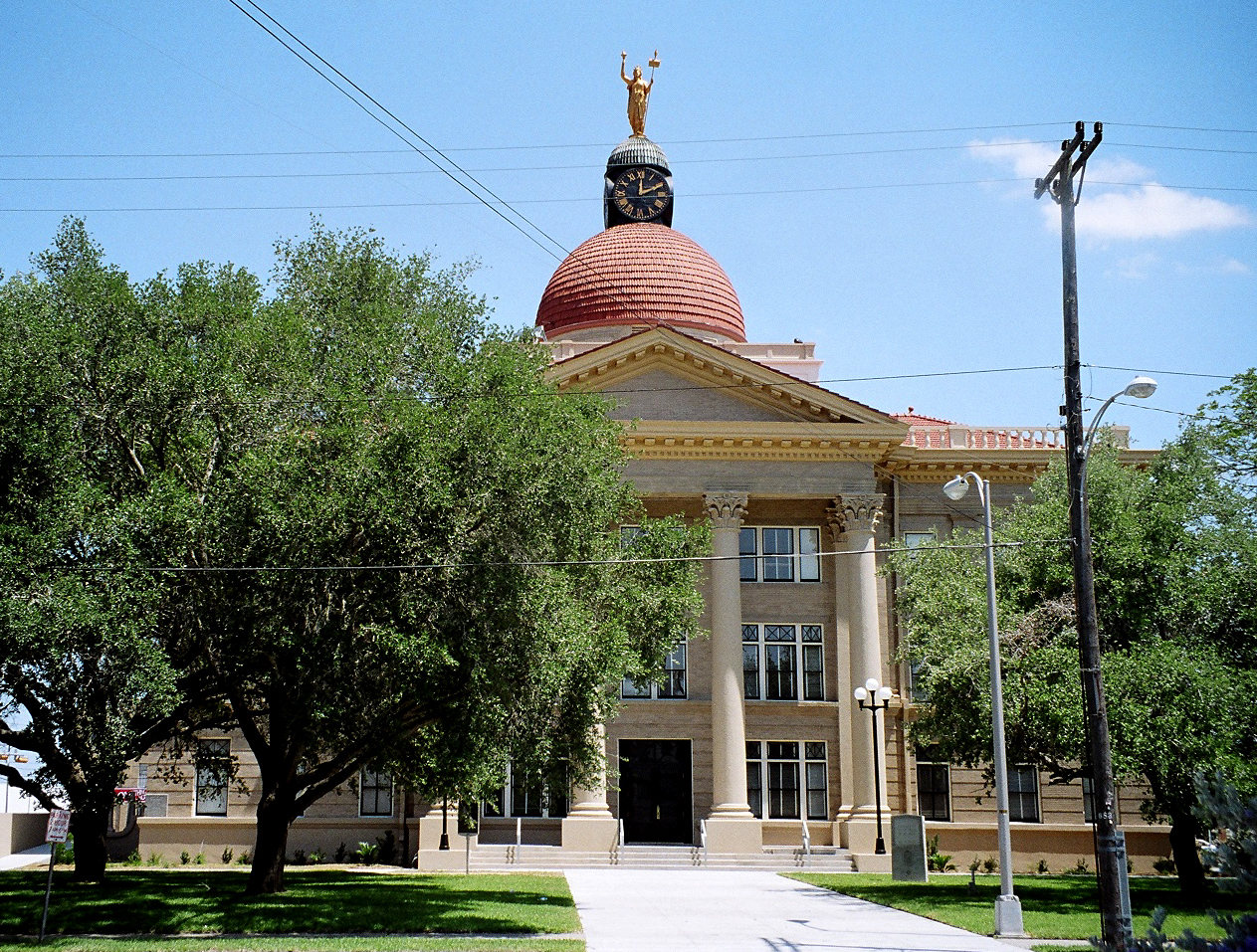 The Bee County, Texas courthouse located in Beeville, Texas, United States.