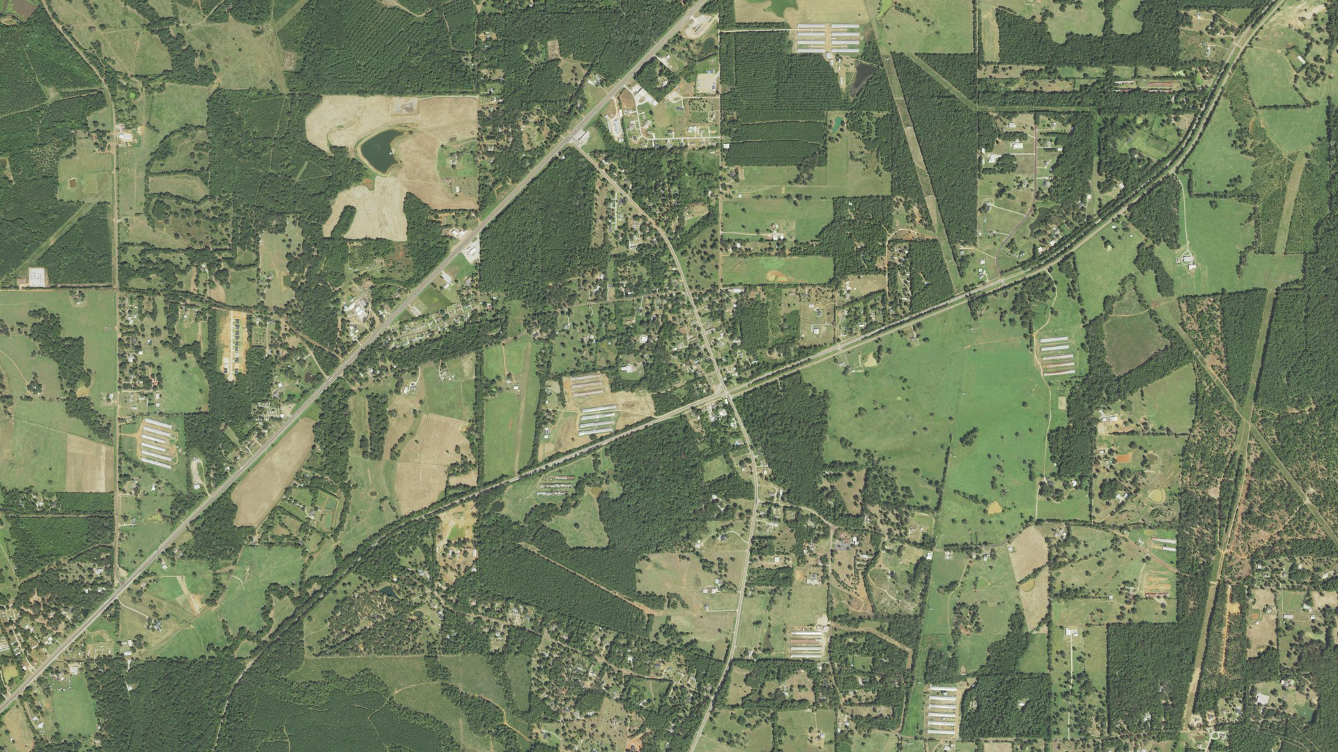 Natural-color aerial photograph of land around Appleby, Texas