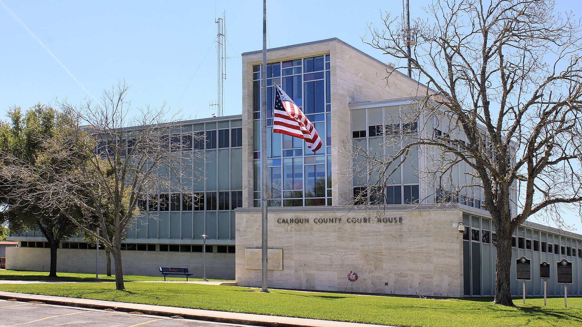 The Calhoun County Courthouse in Port Lavaca, Texas, United States was built in 1959.