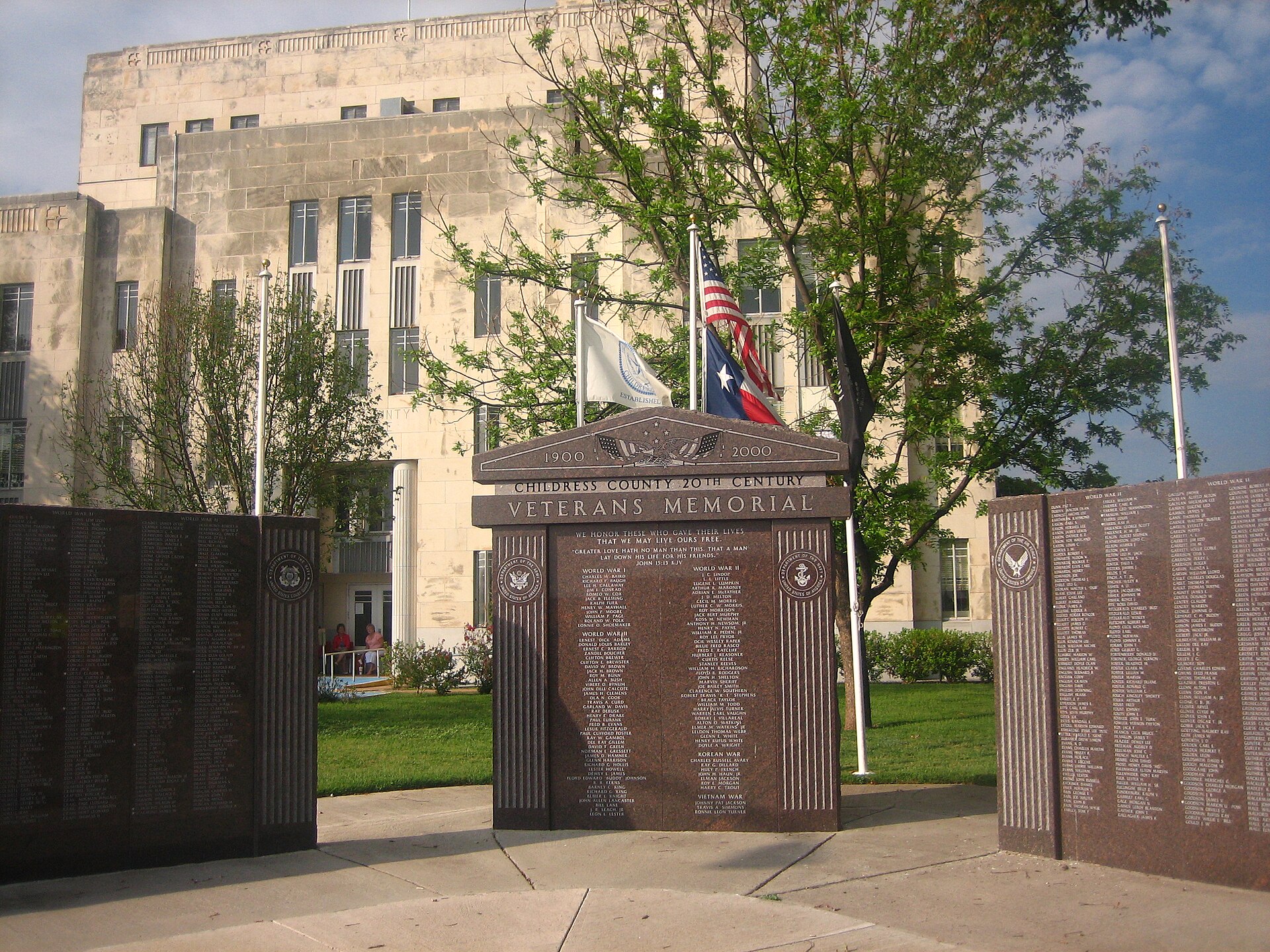 Veterans Memorial at the Childress County Courthouse (built 1939) — Texas