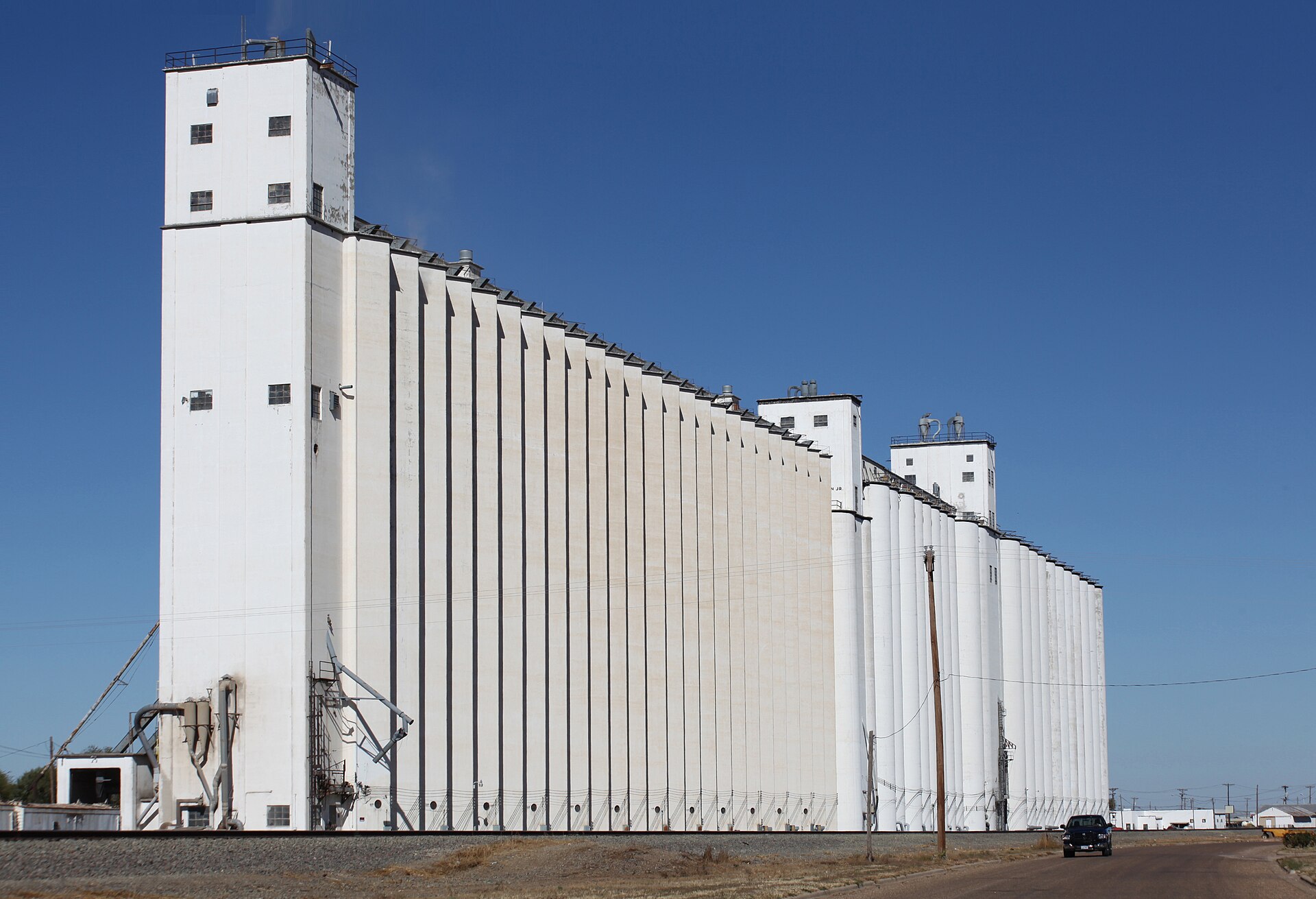 Large grain elevator in Bovina, Texas.