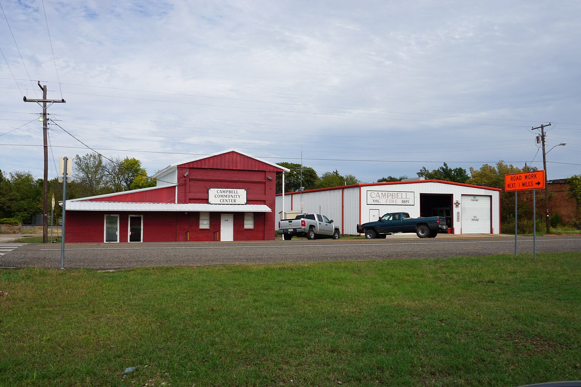 Main Street in Campbell, Texas (United States).