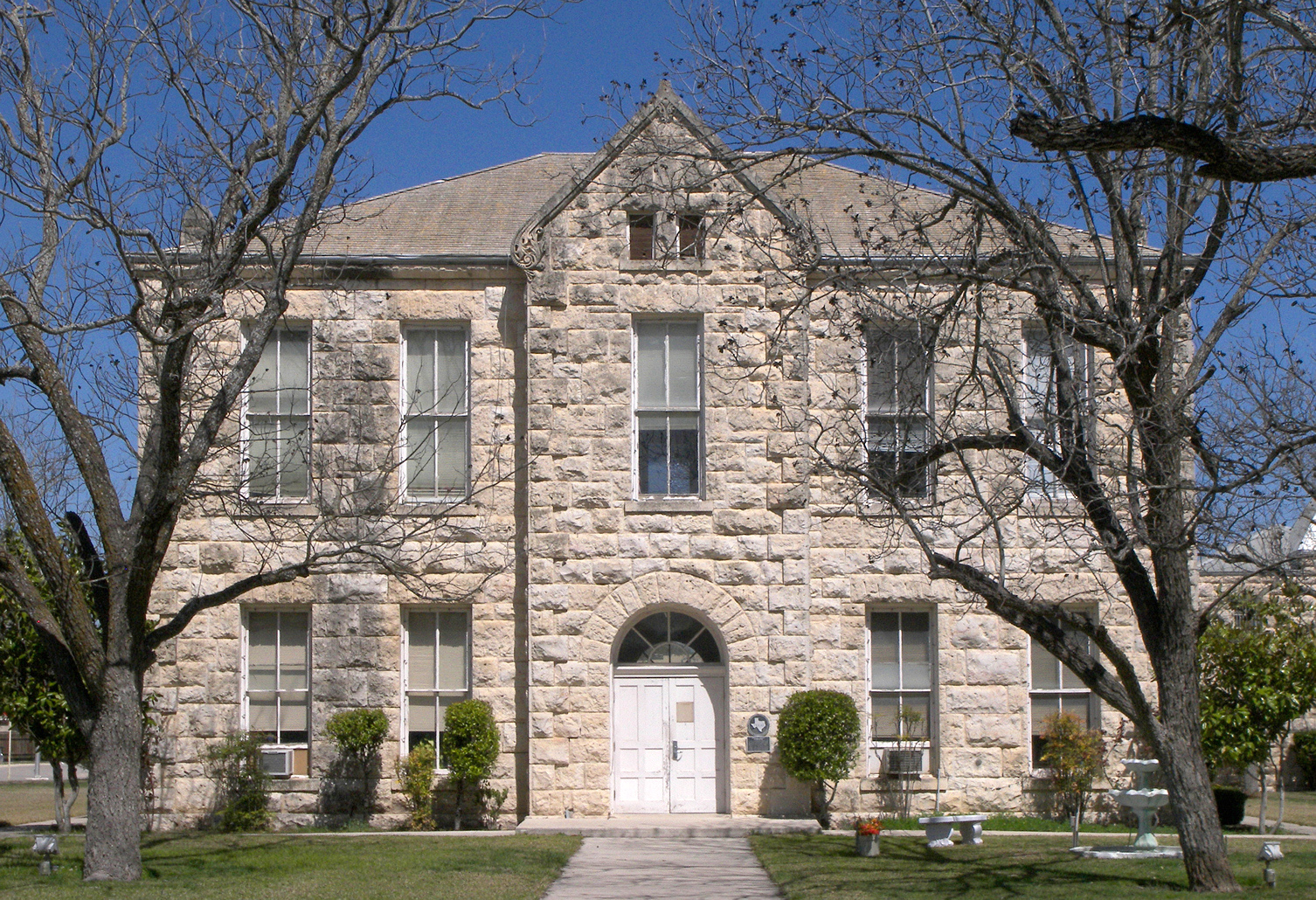 The Edwards County Courthouse in Rocksprings, Texas, United States. It was designated a Recorded Texas Historic Landmark in 1973 and listed on the National Register of Historic Places on November 7, 1979.