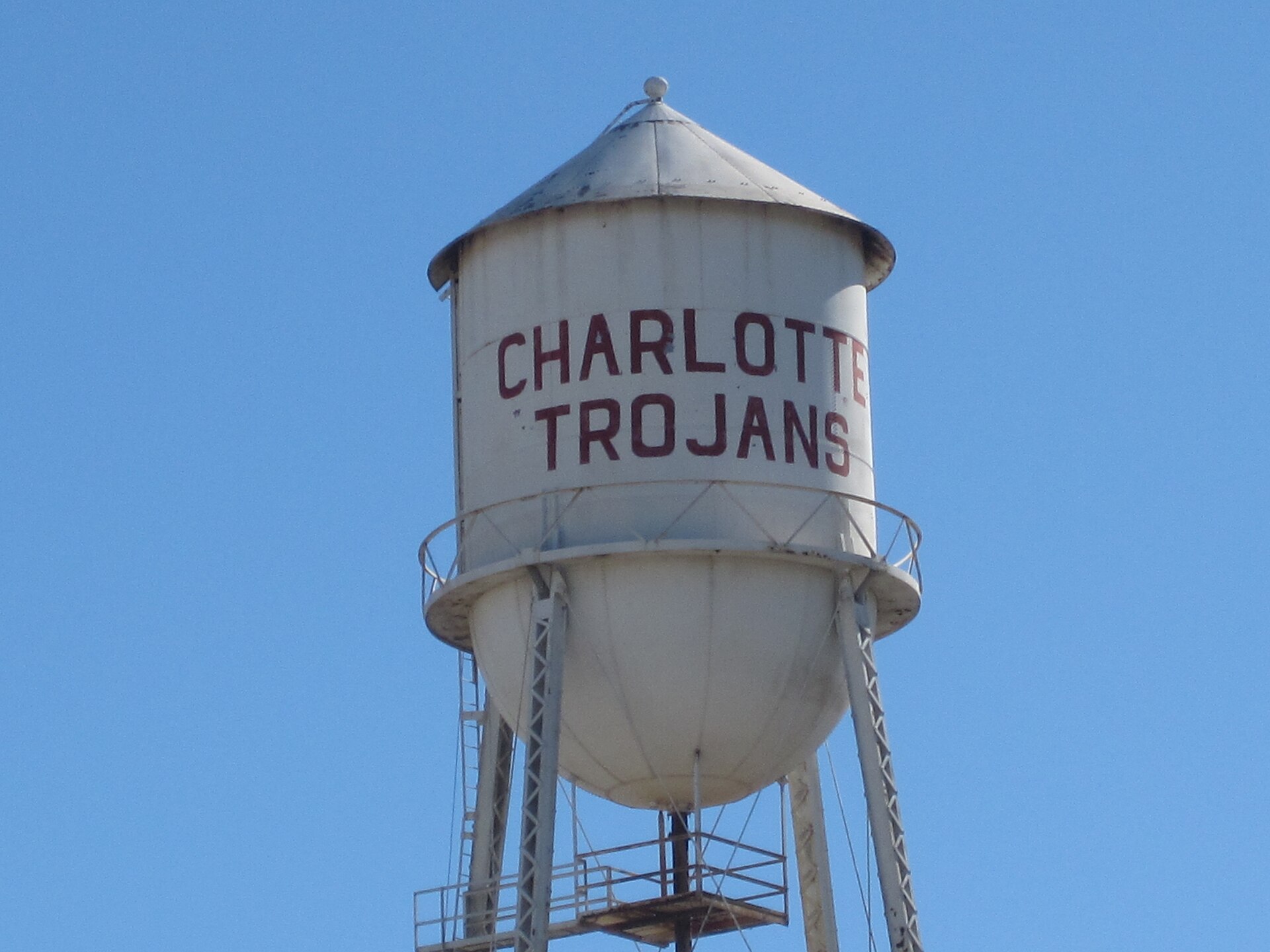 Charlotte Trojans water tower in Charlotte, TX — Texas