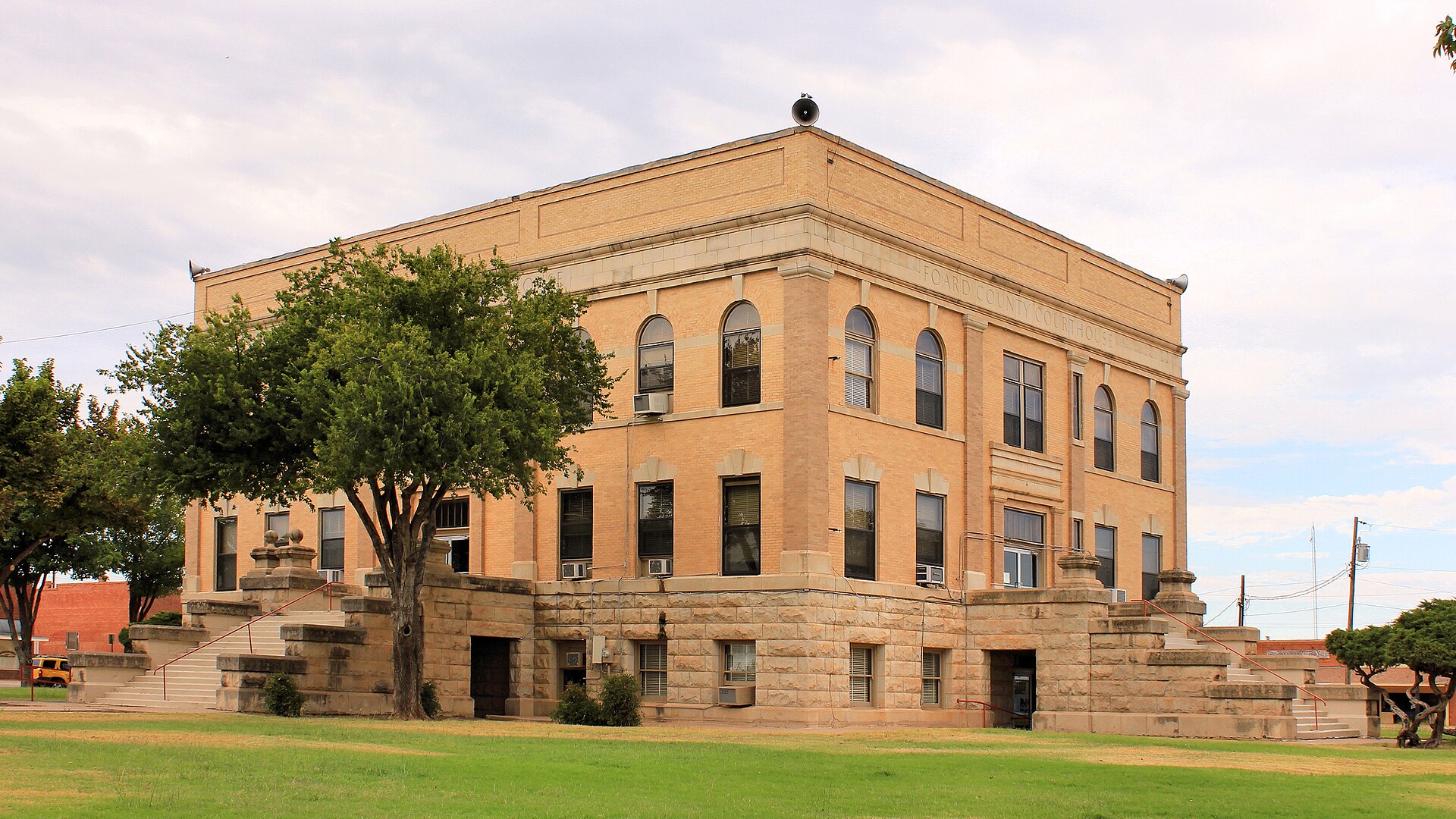 The Foard County, Texas Courthouse in Crowell, Texas, United States. The courthouse was built in 1910 and designated a Recorded Texas Historic Landmark in 2001.