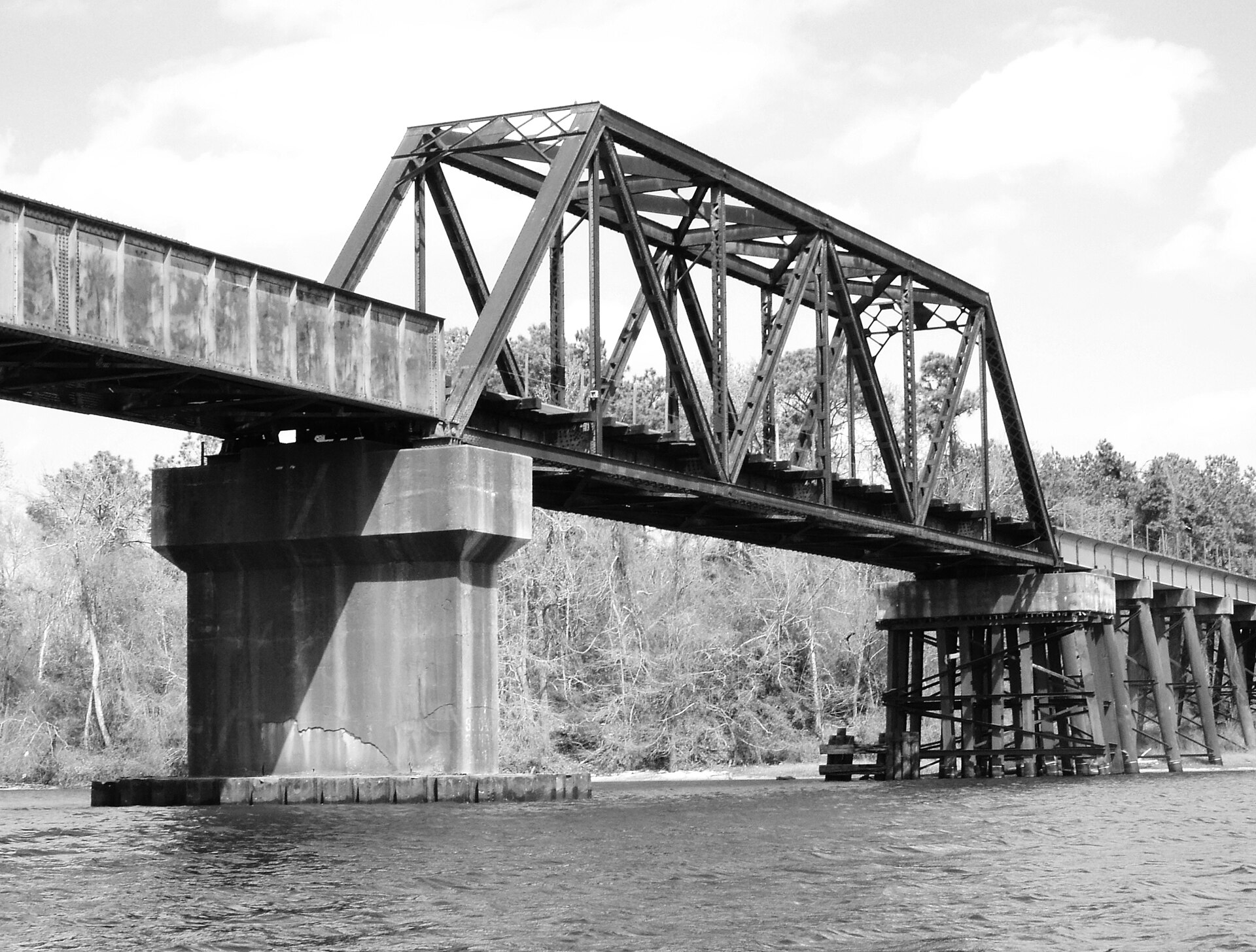 Through truss railroad bridge, San Jacinto River, Crosby, Texas