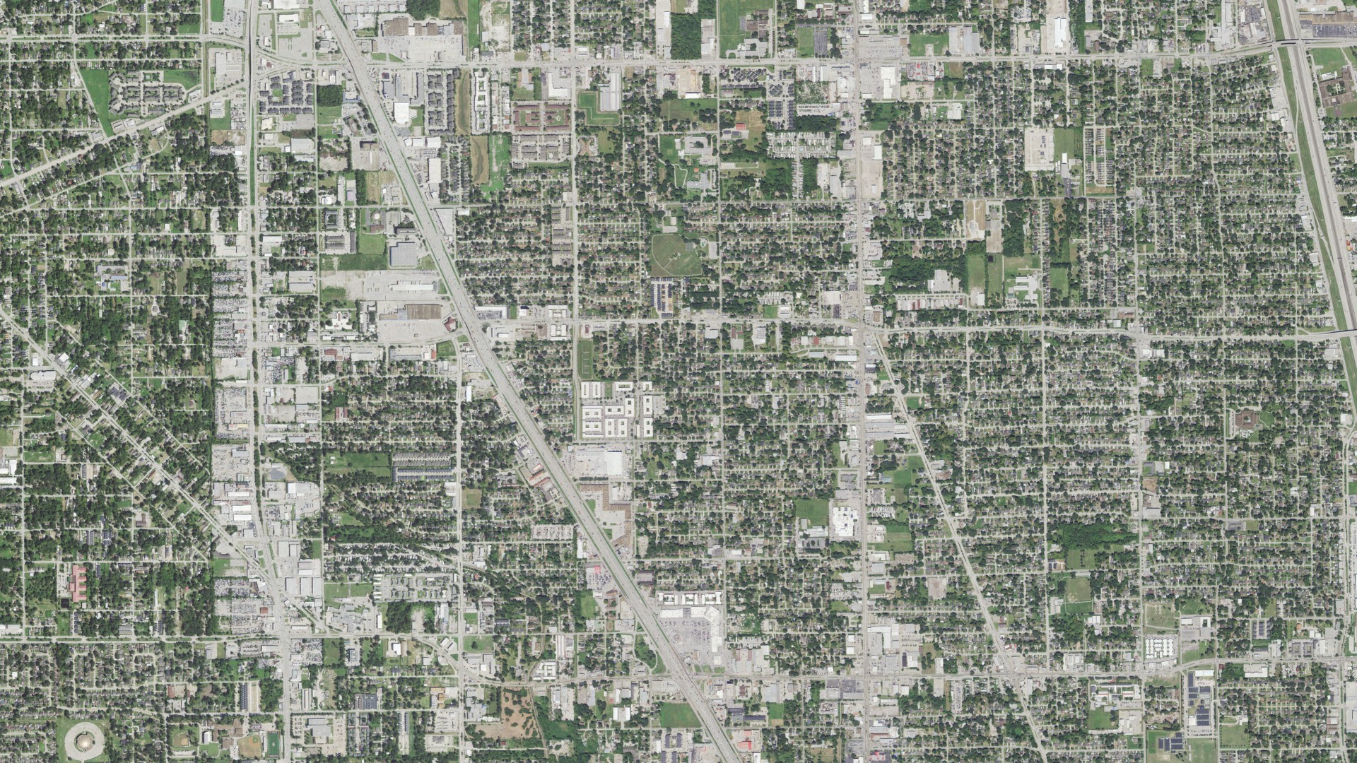 Natural-color aerial photograph of land around Harris County, Texas