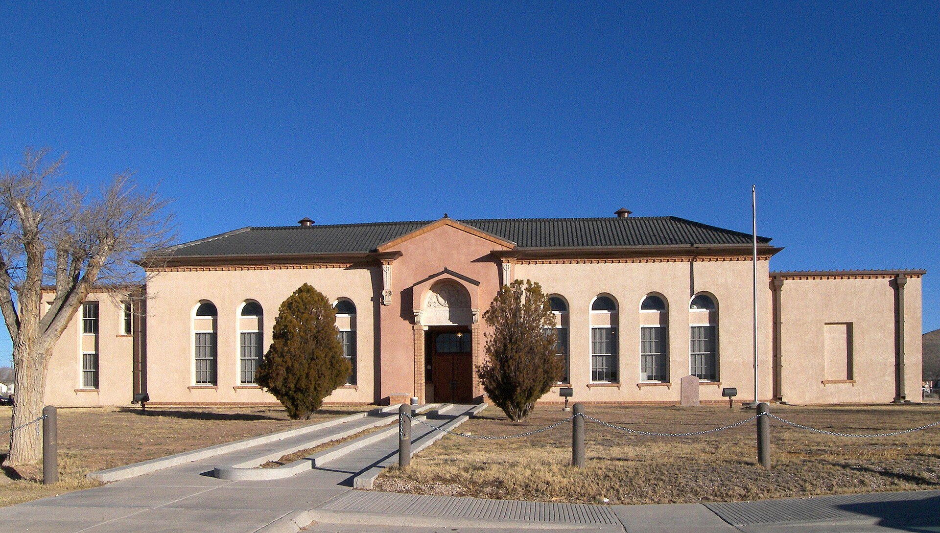 The Hudspeth County, Texas courthouse in Sierra Blanca, Texas, United States. It was listed on the National Register of Historic Places on May 21, 1975.