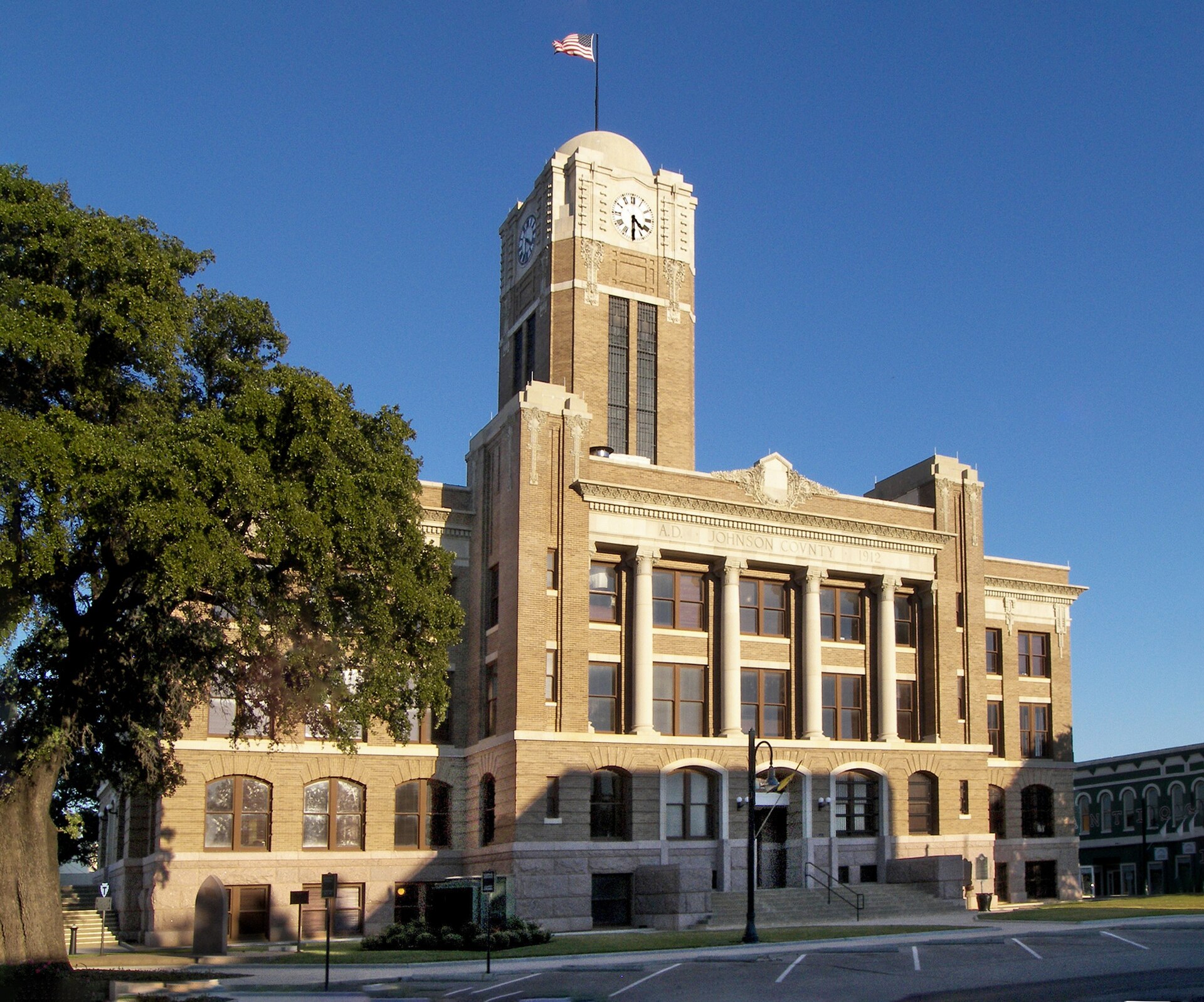 The Johnson County, Texas courthouse located in Cleburne, Texas, United States.