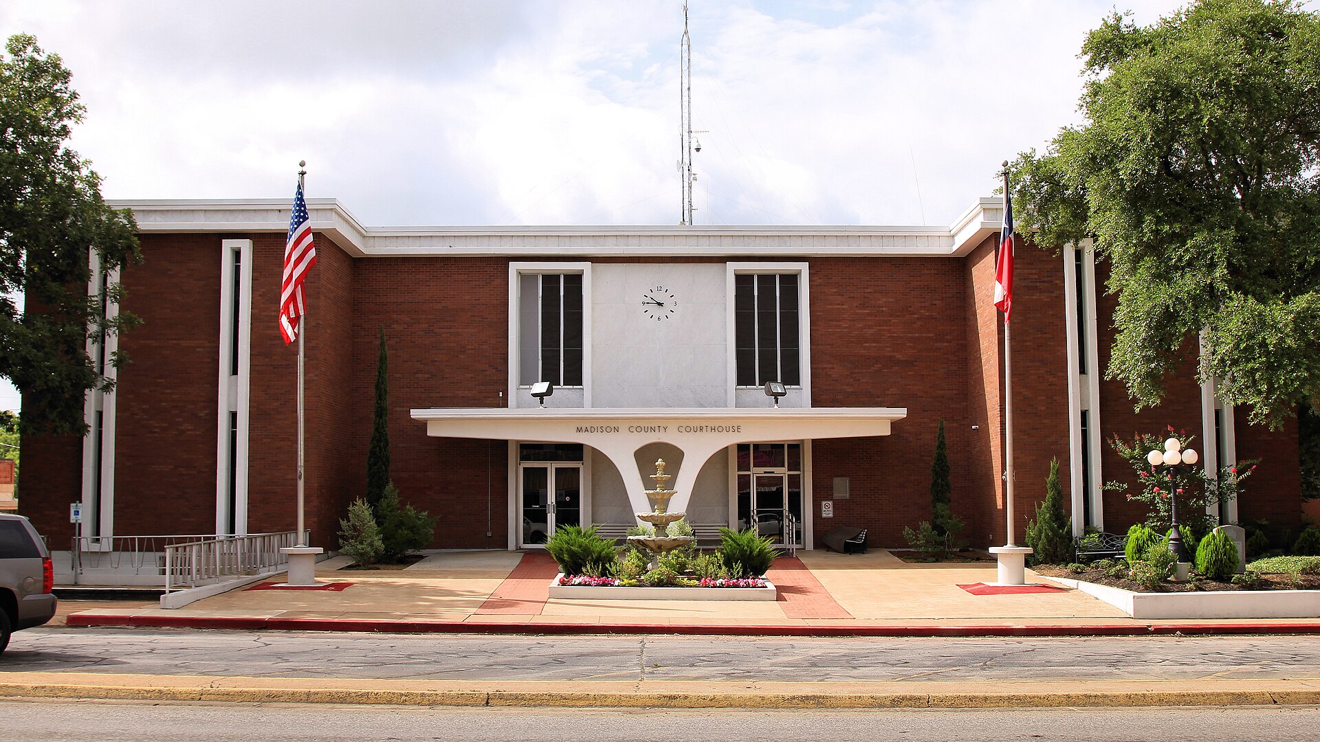 The Madison County Courthouse in Madisonville, Texas, United States was built in 1969.