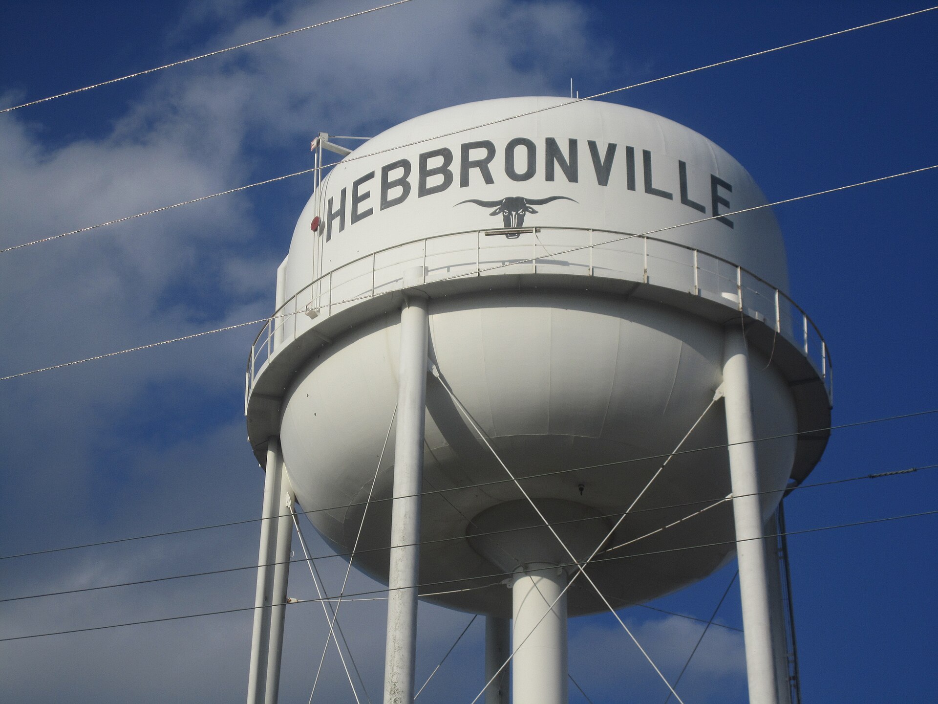 I took photo with Canon camera of water tower in Hebbronville, TX. — Texas