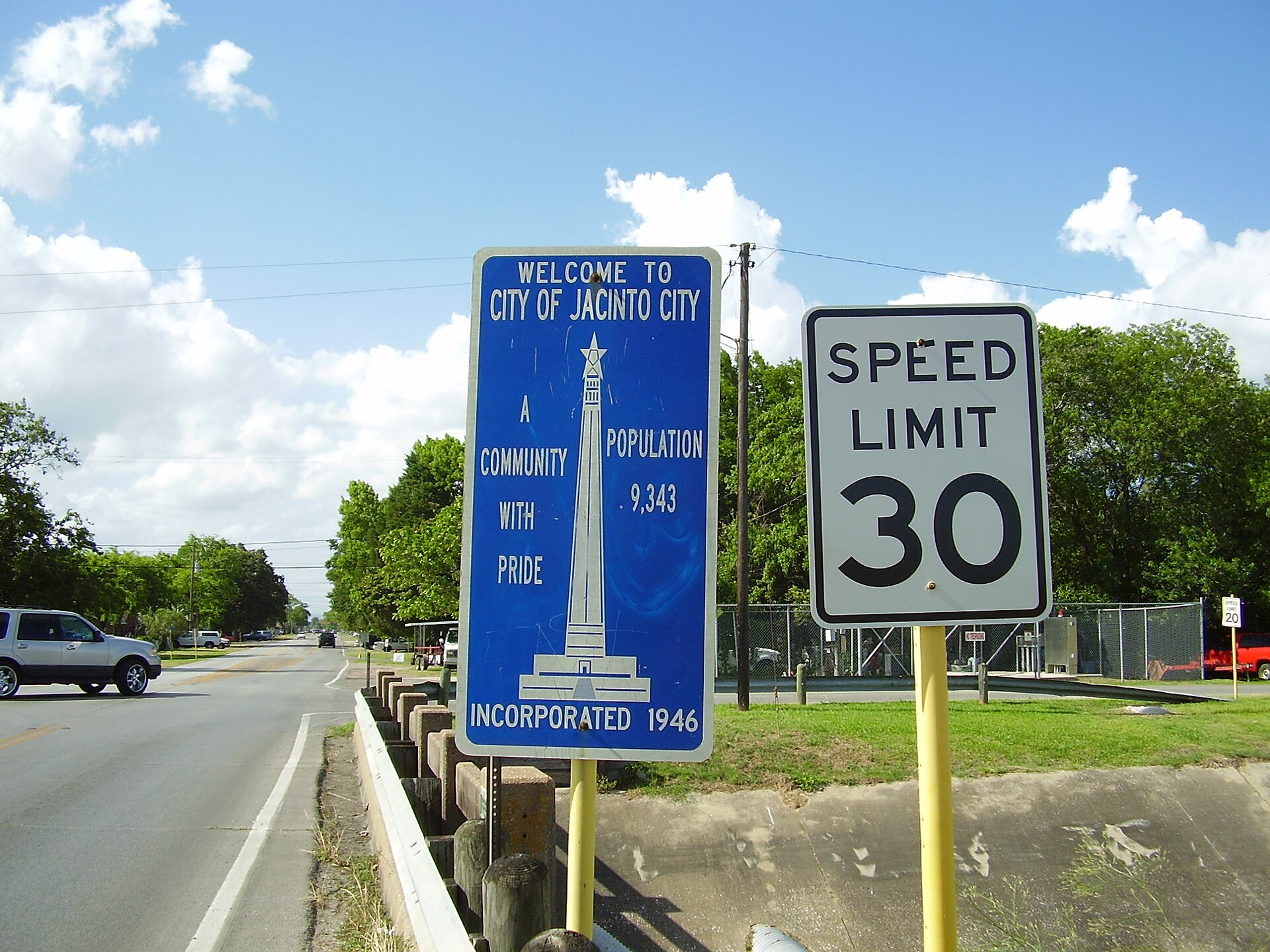 Jacinto City Welcome sign — Texas