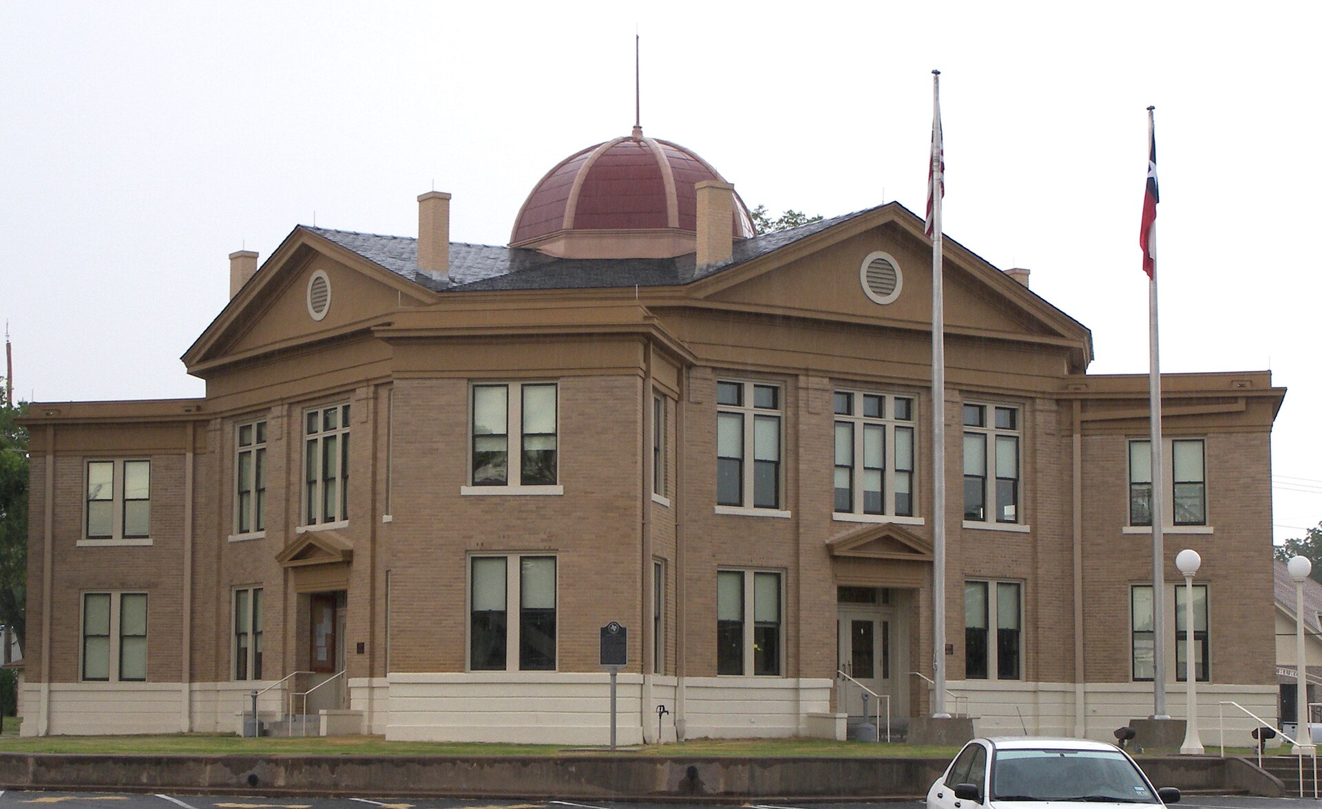 The Rains County Courthouse in Emory, Texas, United States. The building was designated a Recorded Texas Historic Landmark in 2002 and listed on the National Register of Historic Places on May 1, 2003.