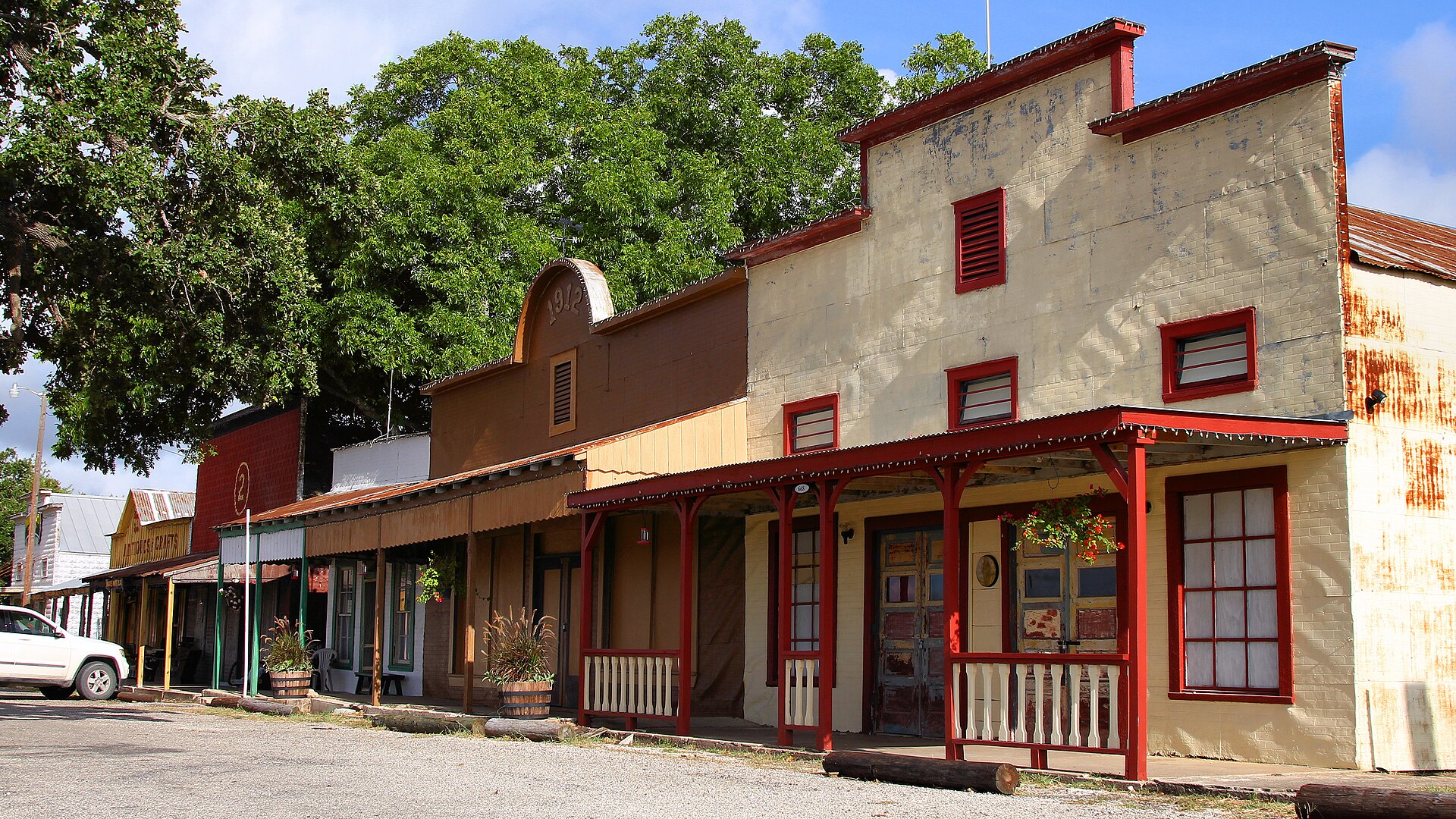 Early commercial buildings in Kingsbury, Texas, United States.
