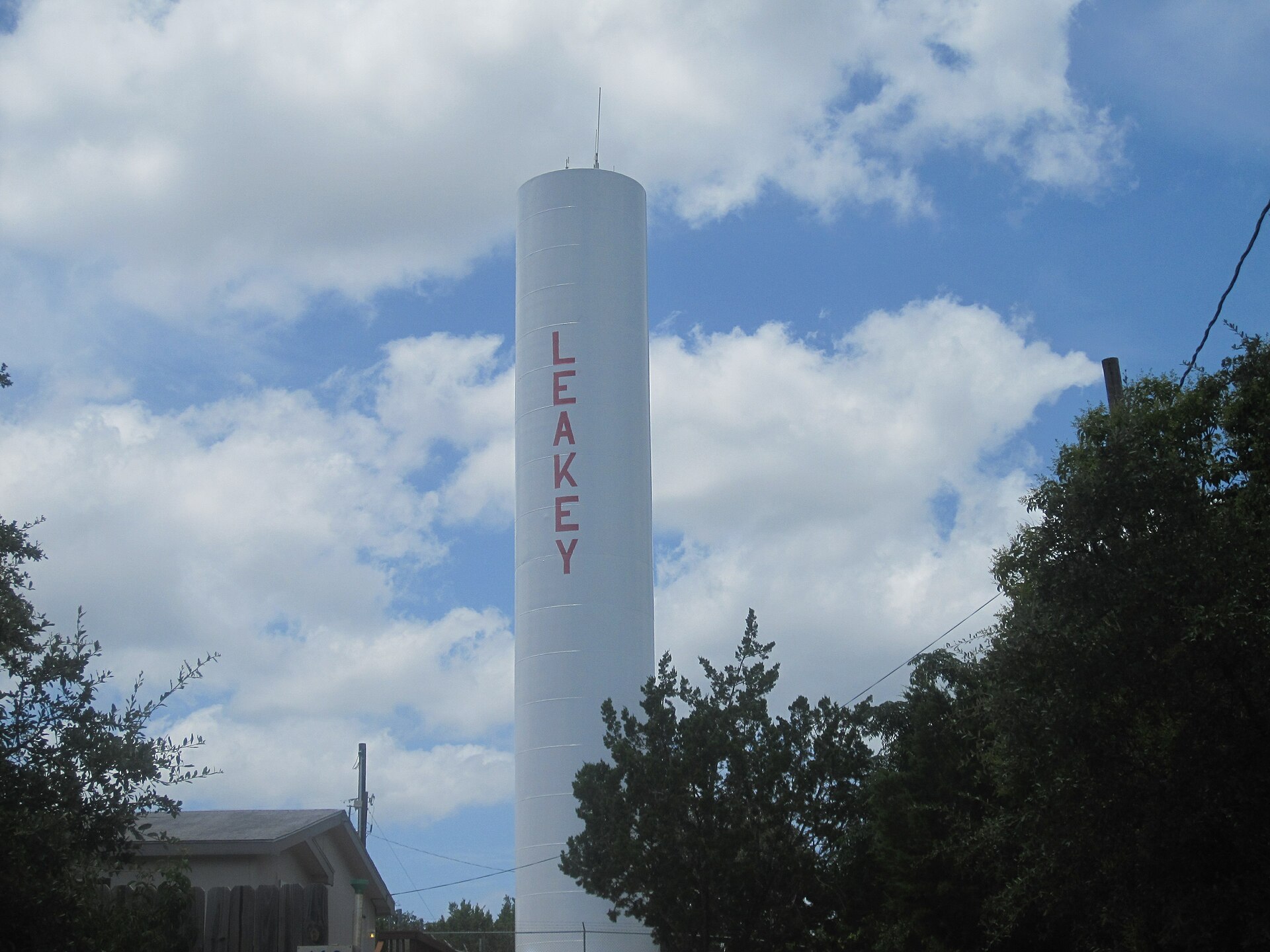 Water tower, Leakey, Texas. I took photo in Leakey, TX, with Canon camera.