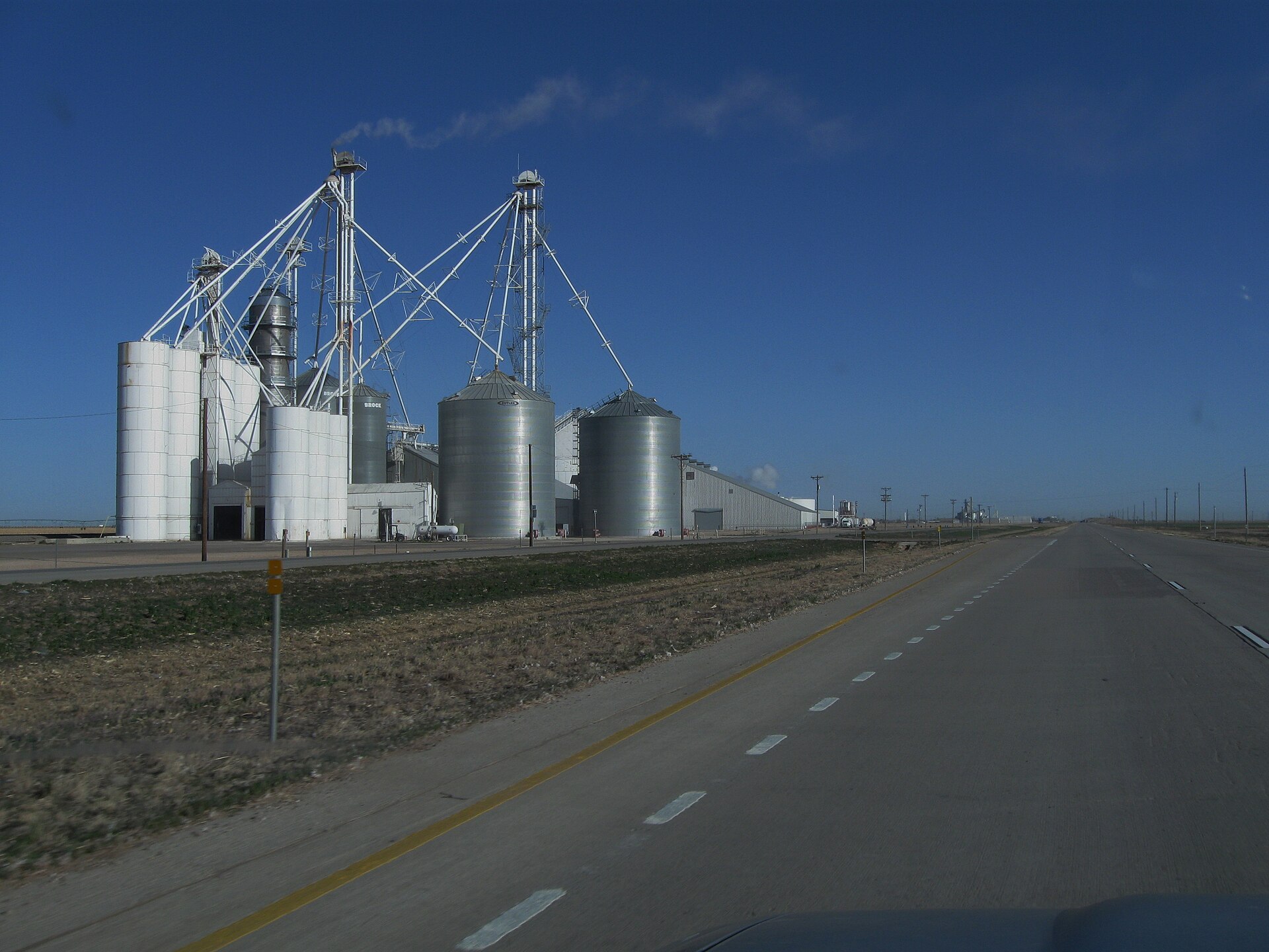 Some grain silos near Stratford, Texas. Looking northwest, March, 2009 — Sherman County, Texas