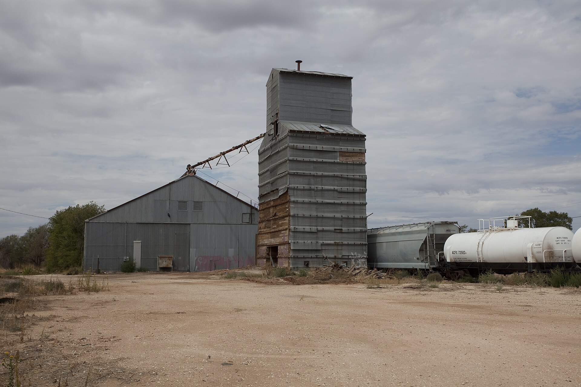 Abandoned and neglected grain elevator in Levelland, Texas.