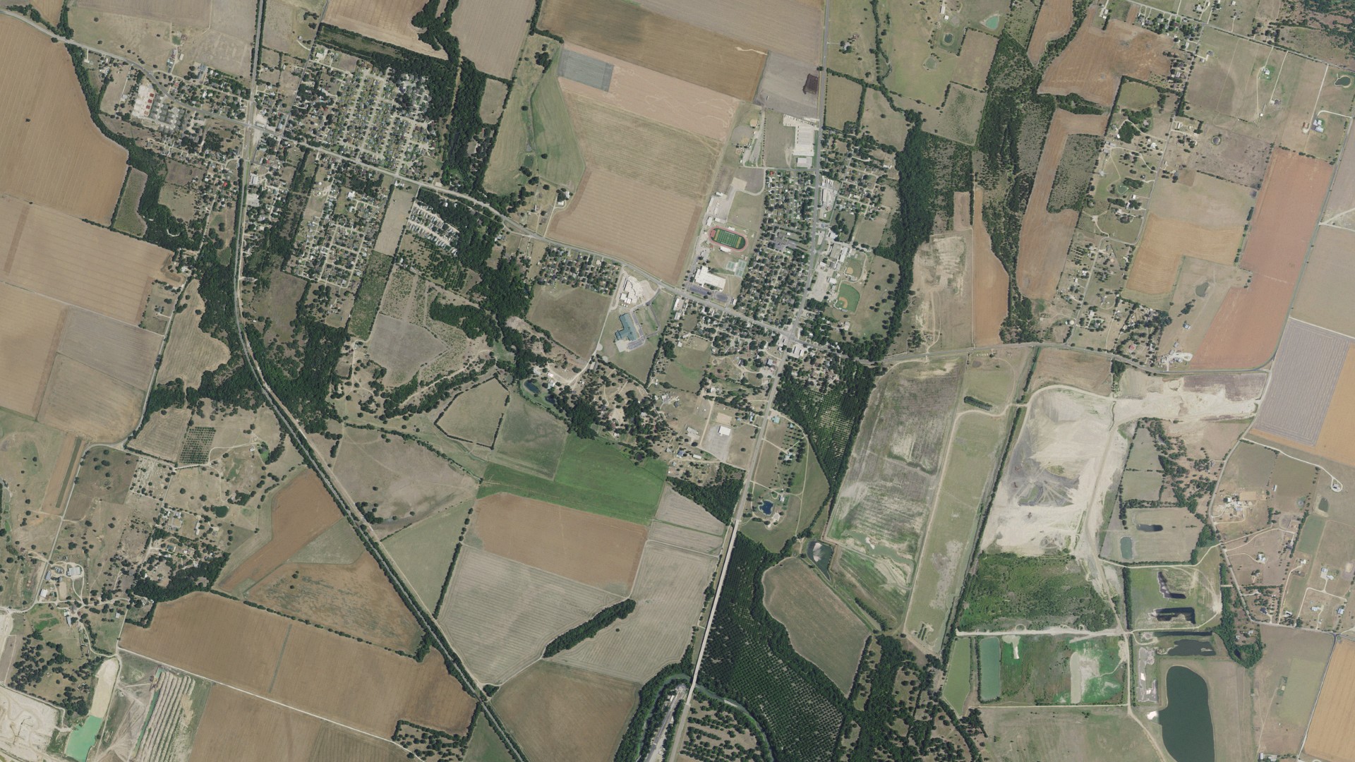 Natural-color aerial photograph of land around Little River-Academy, Texas