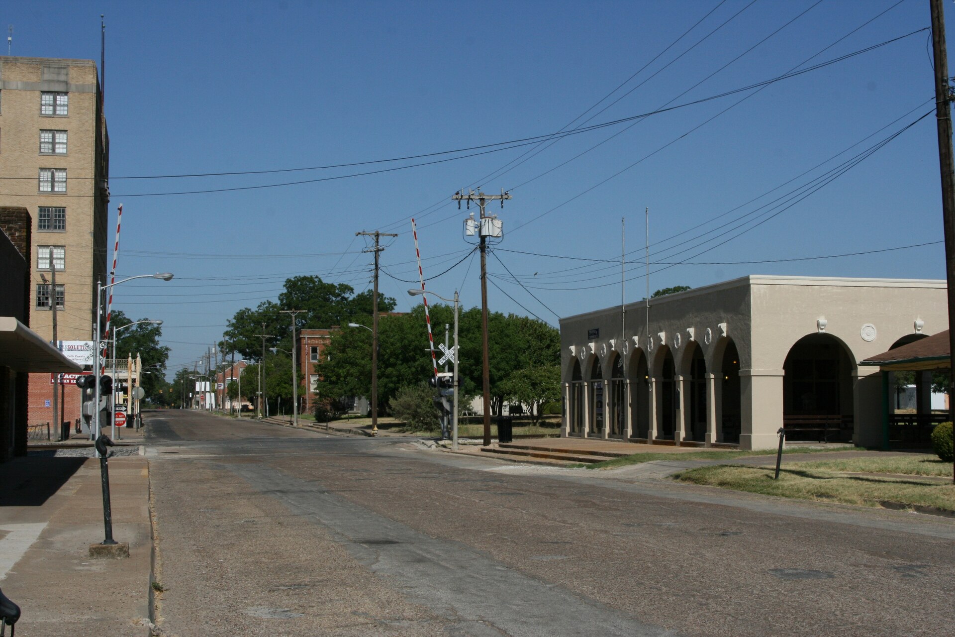 Downtown View of Marlin, Texas, across railroad tracks
