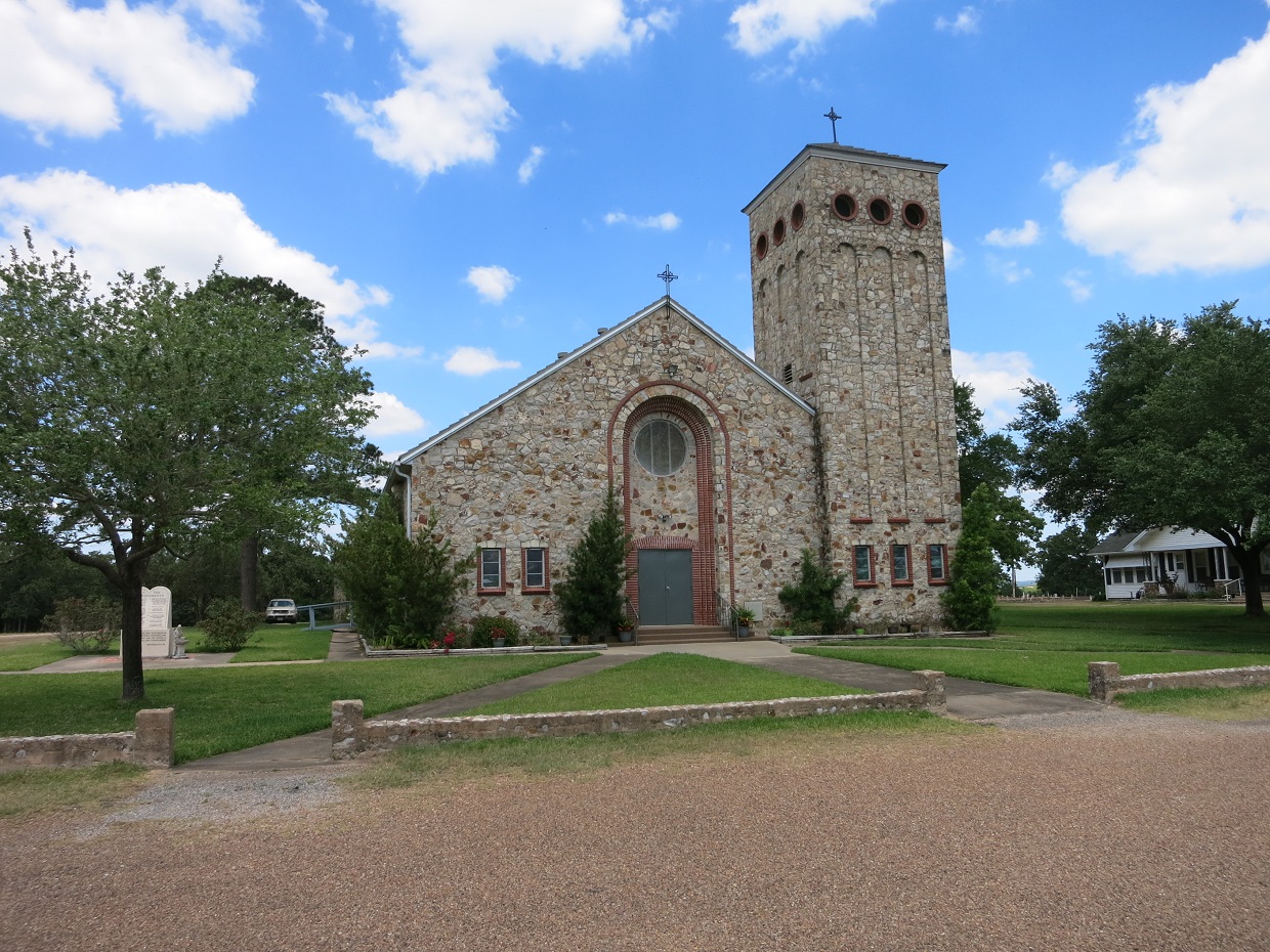 Photo shows Saints Peter and Paul Catholic Church at 126 Plum Church Road in Plum, Texas.