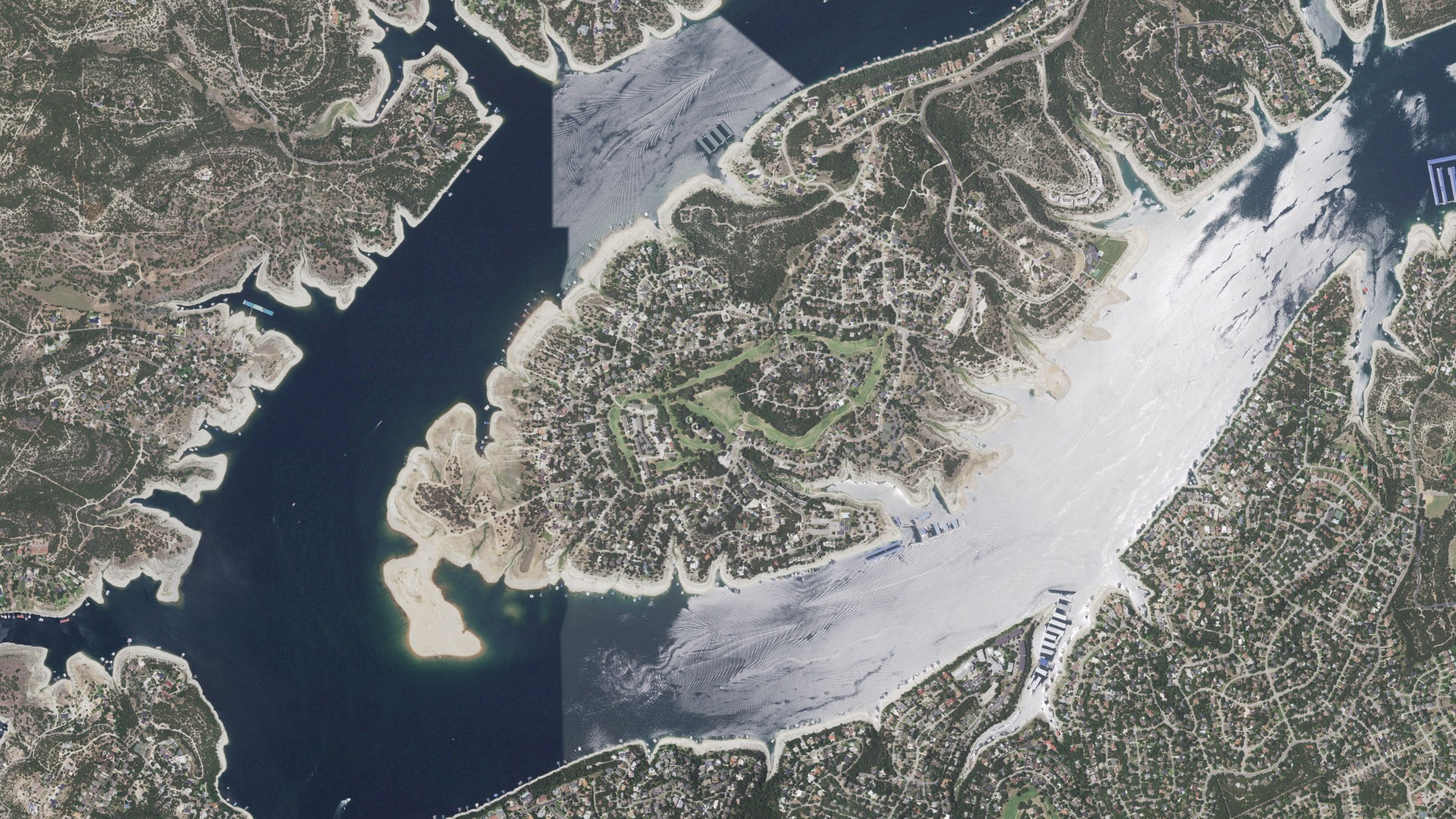 Natural-color aerial photograph of land around Point Venture, Texas