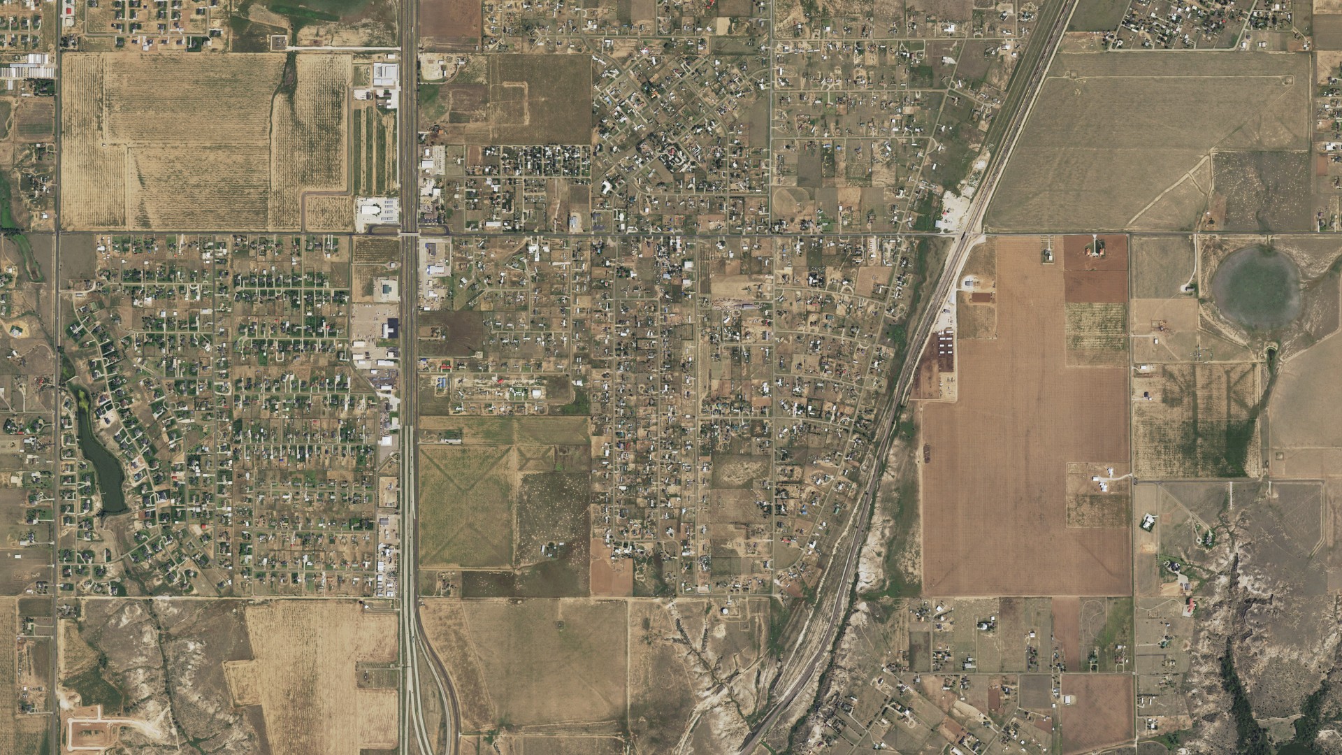 Natural-color aerial photograph of land around Rockwell Place, Texas