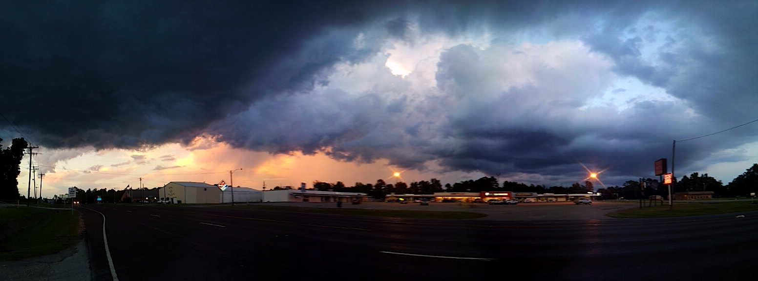 Panoramic view of Silsbee, Texas at night.