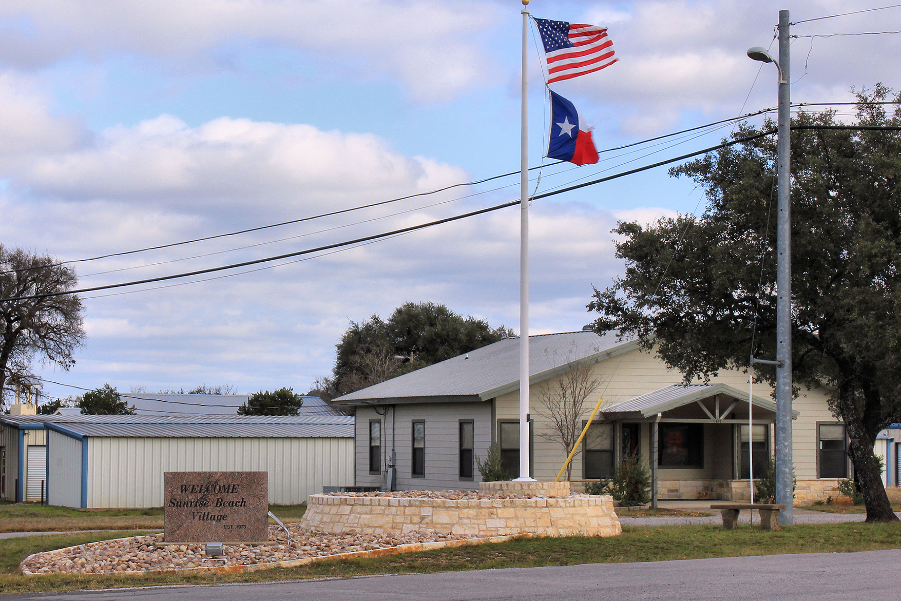 The entrance to Sunrise Beach Village, Texas, United States.