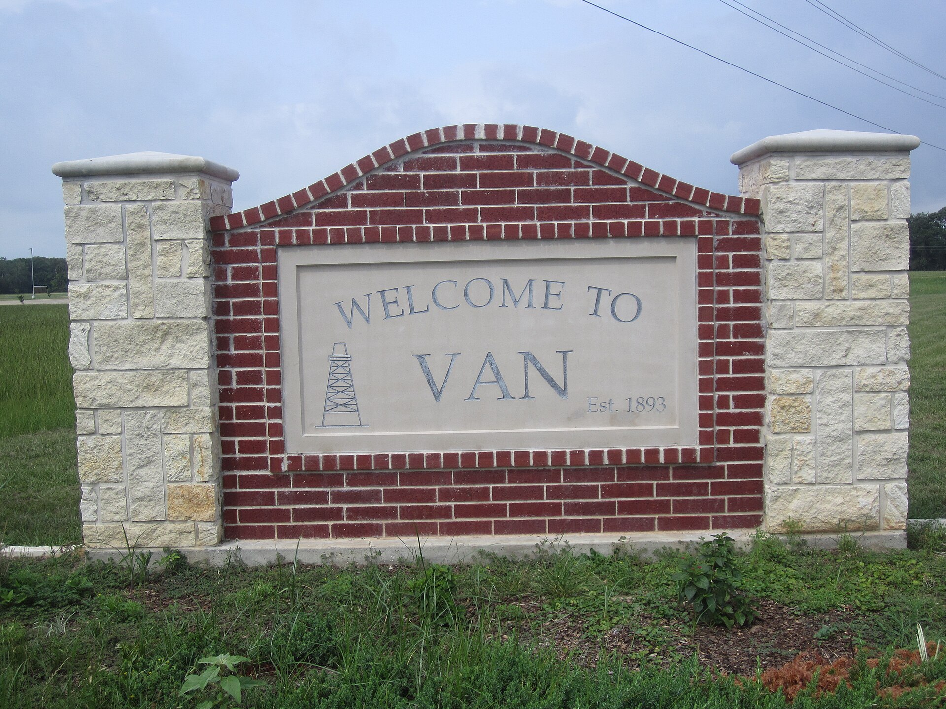 I took photo with Canon camera of Van, TX, welcome sign, 6-14-2012. — Texas