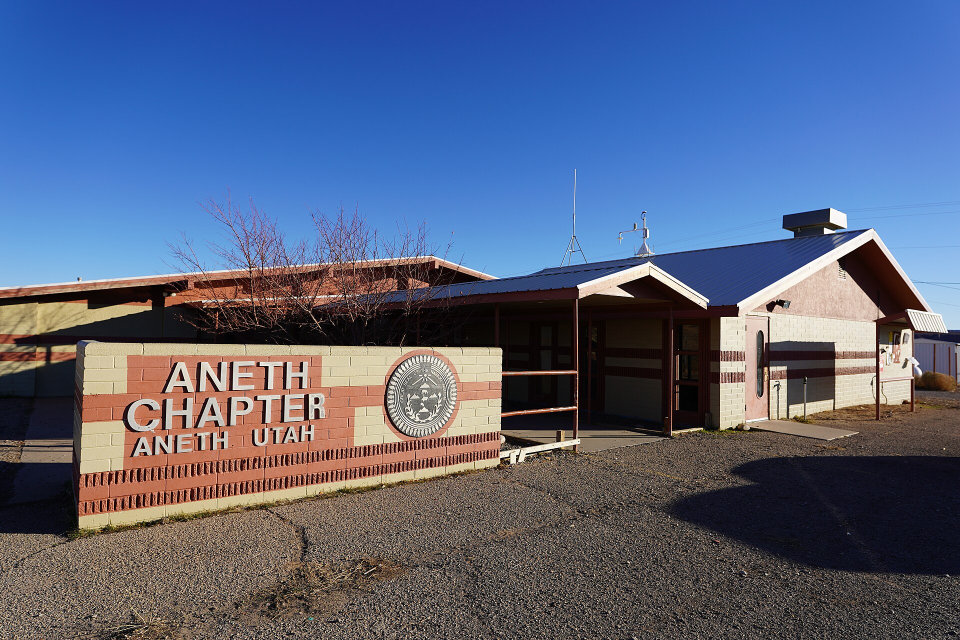 The Chapter House for the Navajo Nation Chapter of Aneth. — Utah