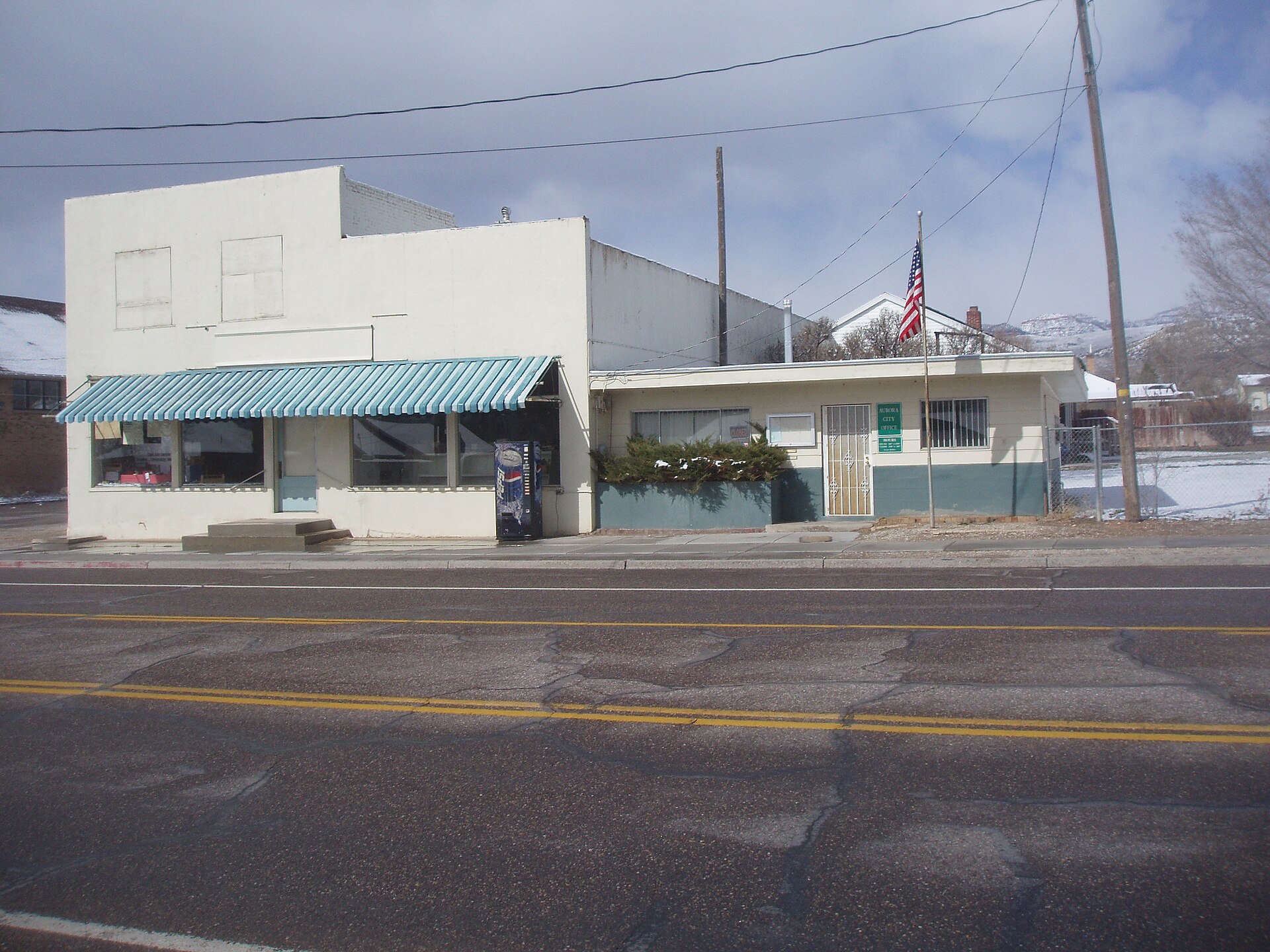 The town office of Aurora, Utah, United States.