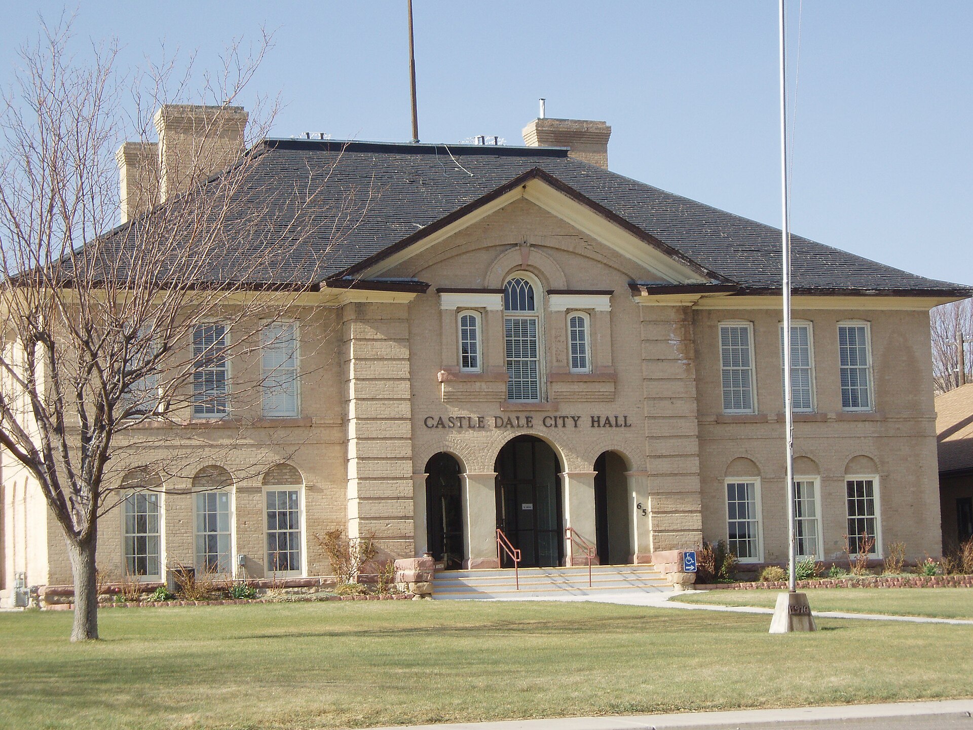The city hall of Castle Dale, Utah, formerly the Castle Dale School.