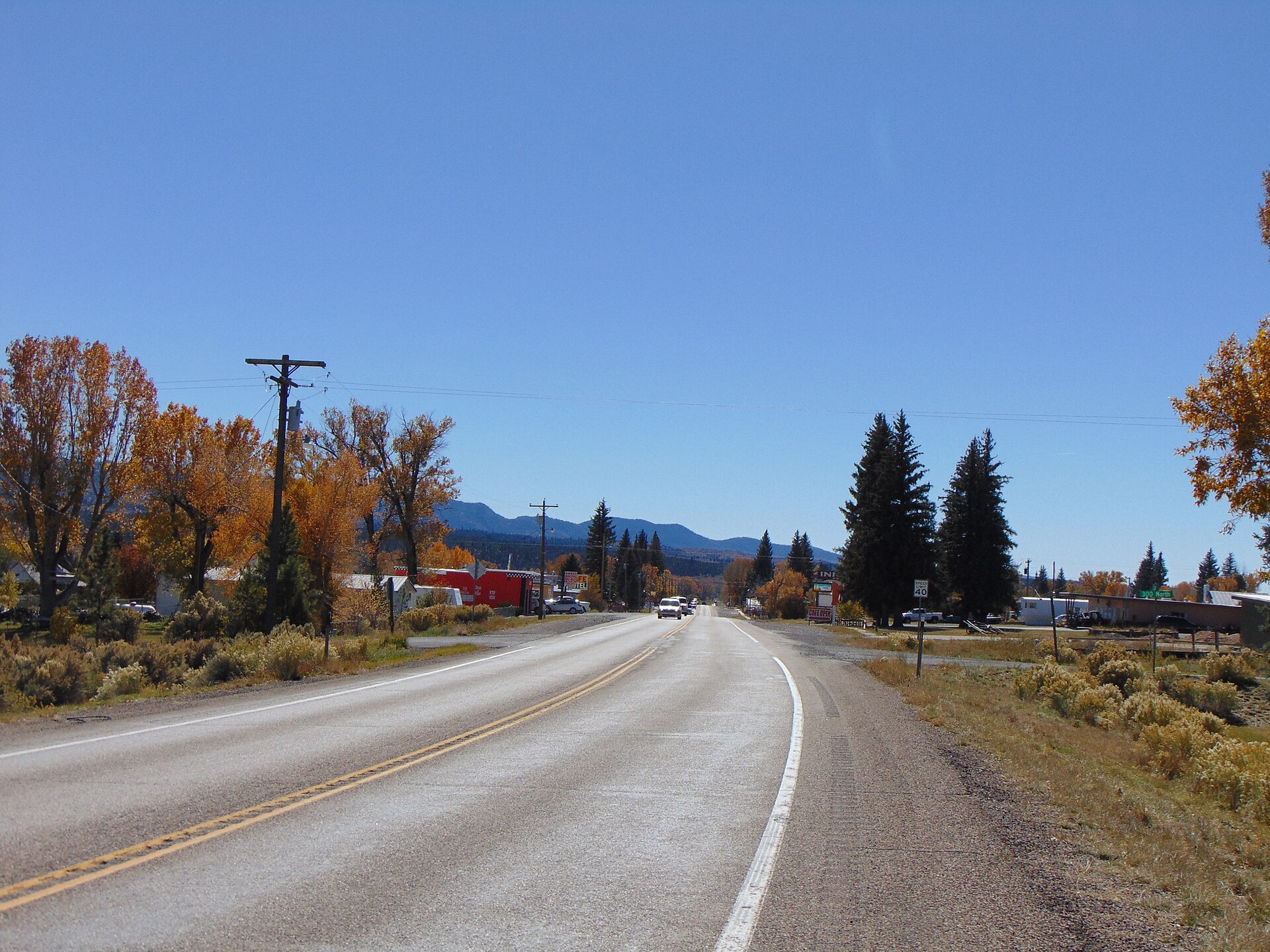 South along Main Street (U.S. Route 89) in Hatch, Utah, October 2017