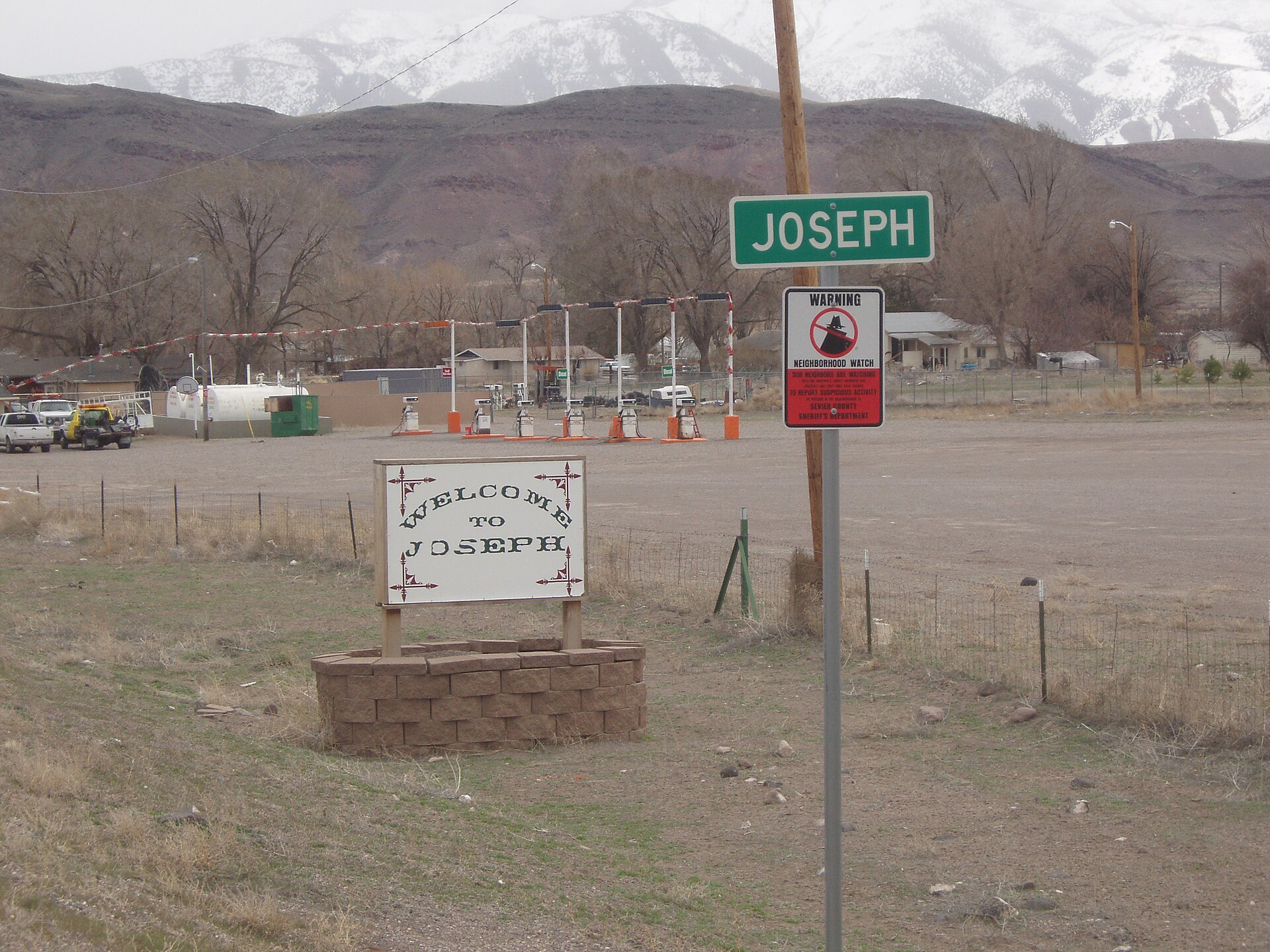 Welcome sign for the town of Joseph, Utah, United States.