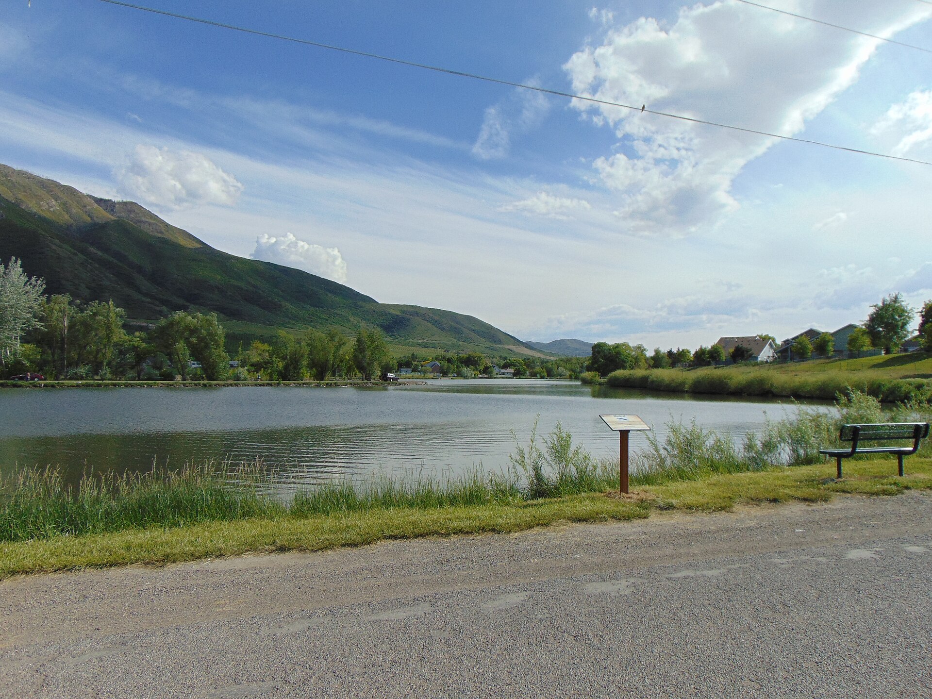 Looking west across Spring Lake in Spring Lake, Utah, with the the edge of Dry Mountain in the background, May 2016