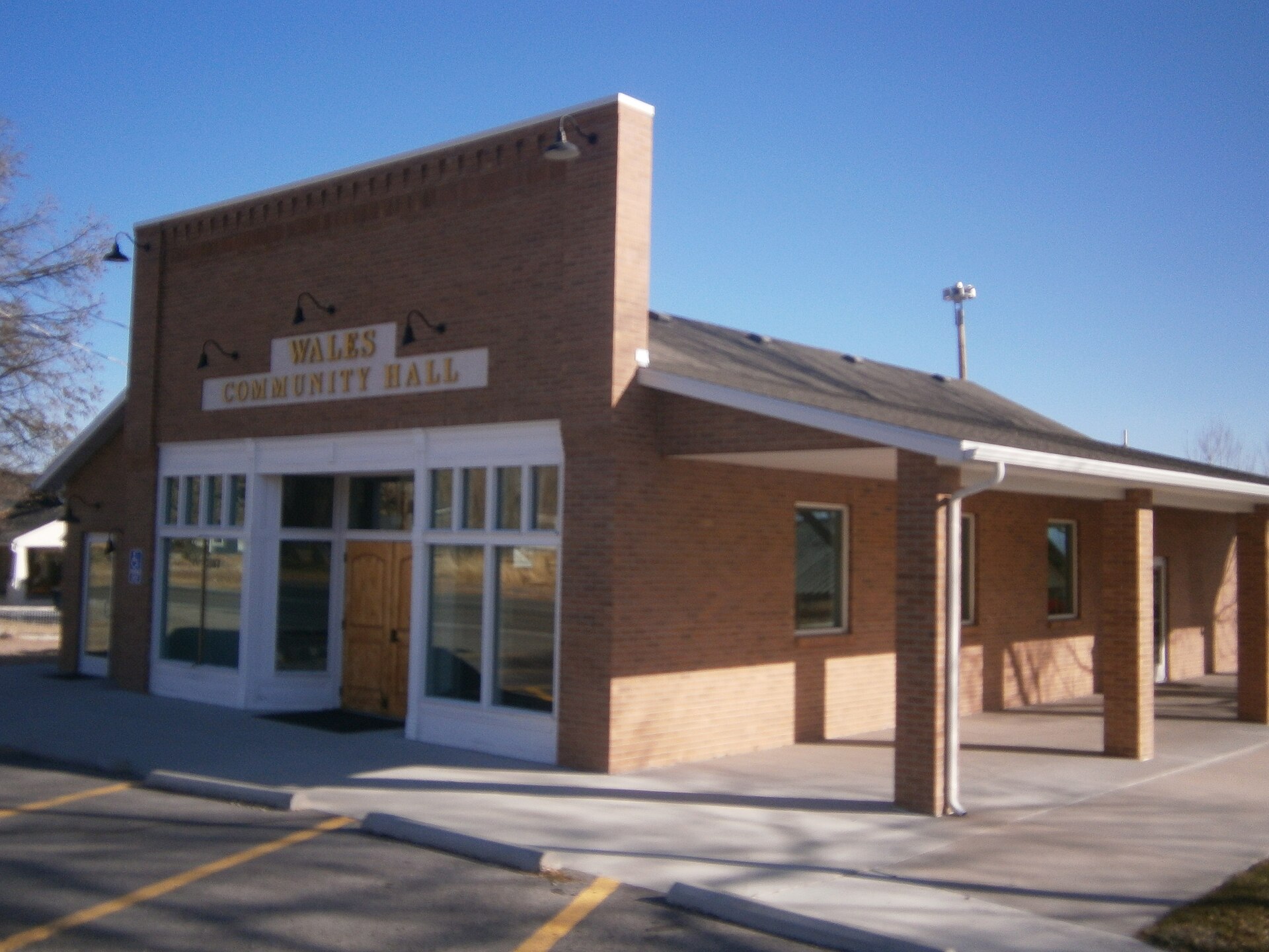 The Wales Community Hall, a historic building listed on the National Register of Historic Places as the Wales Co-operative Mercantile Institution, located in the town of Wales, Utah, United States.