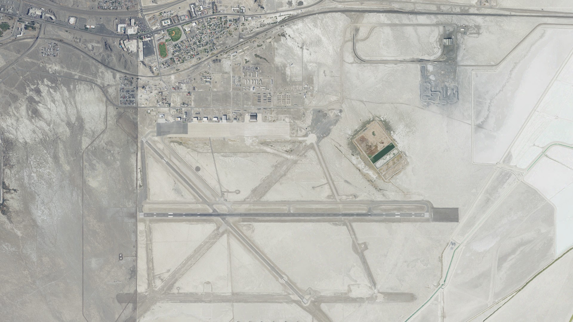Natural-color aerial photograph of land around Wendover, Utah