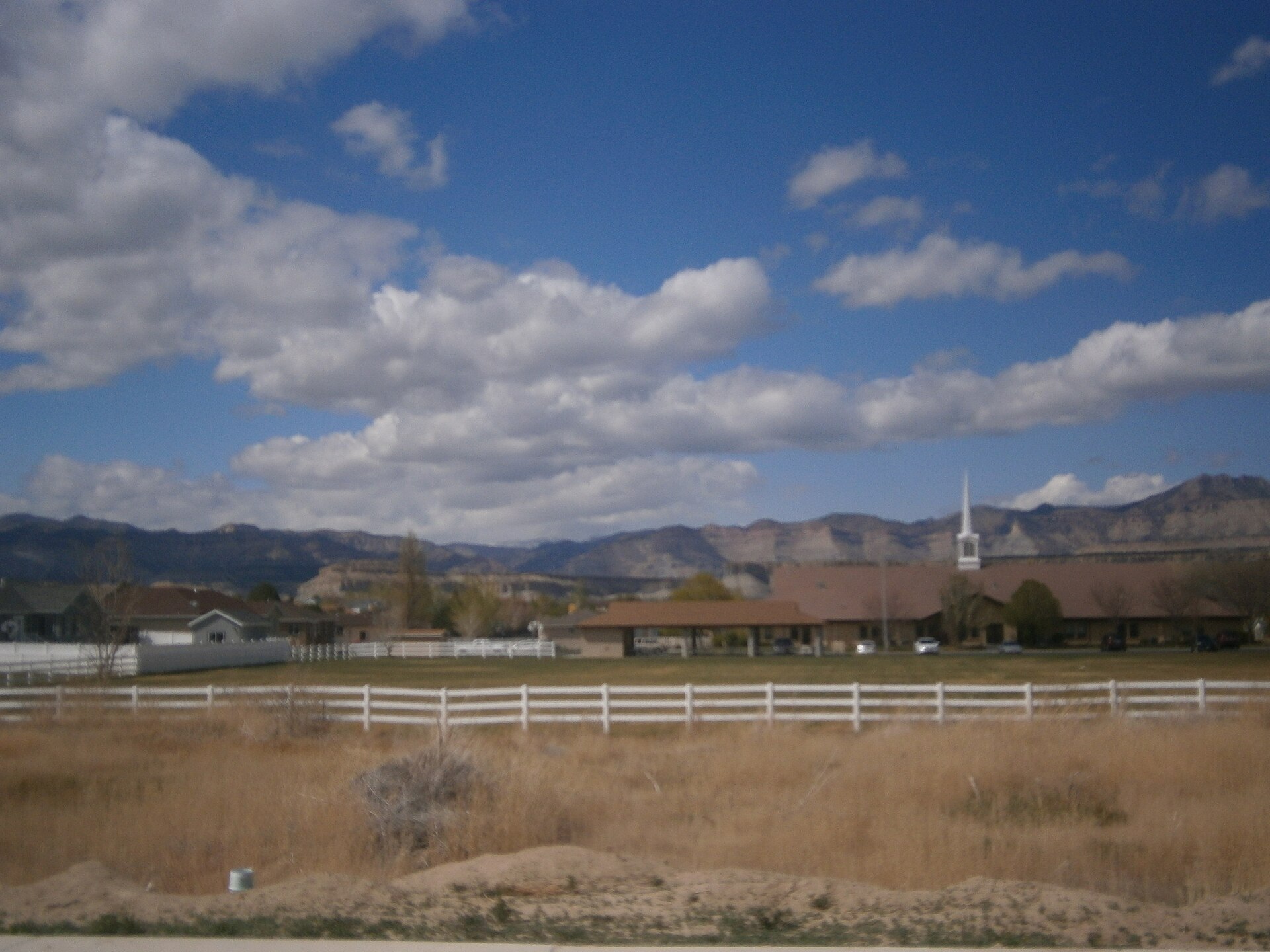 View of the central part of the West Wood subdivision, in Carbon County, Utah, United States, including the local meetinghouse of The Church of Jesus Christ of Latter-day Saints.
