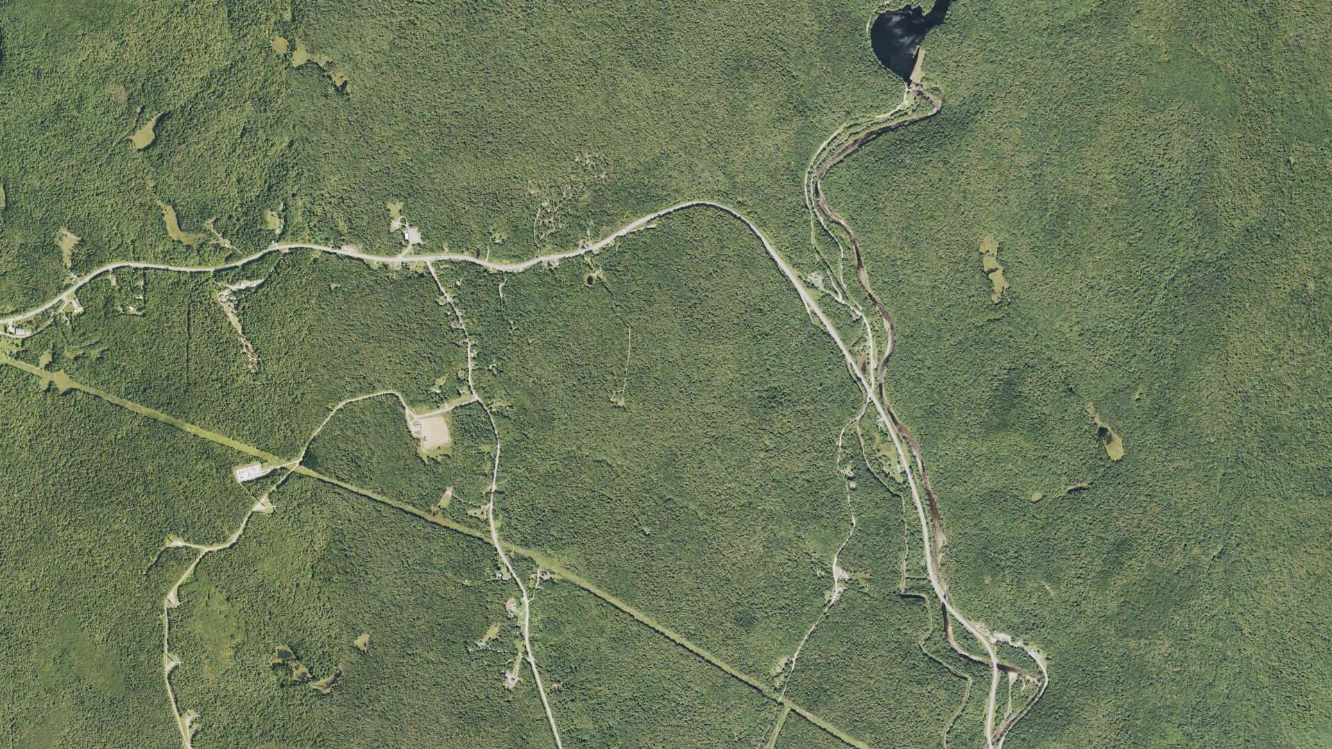 Natural-color aerial photograph of land around Searsburg, Vermont
