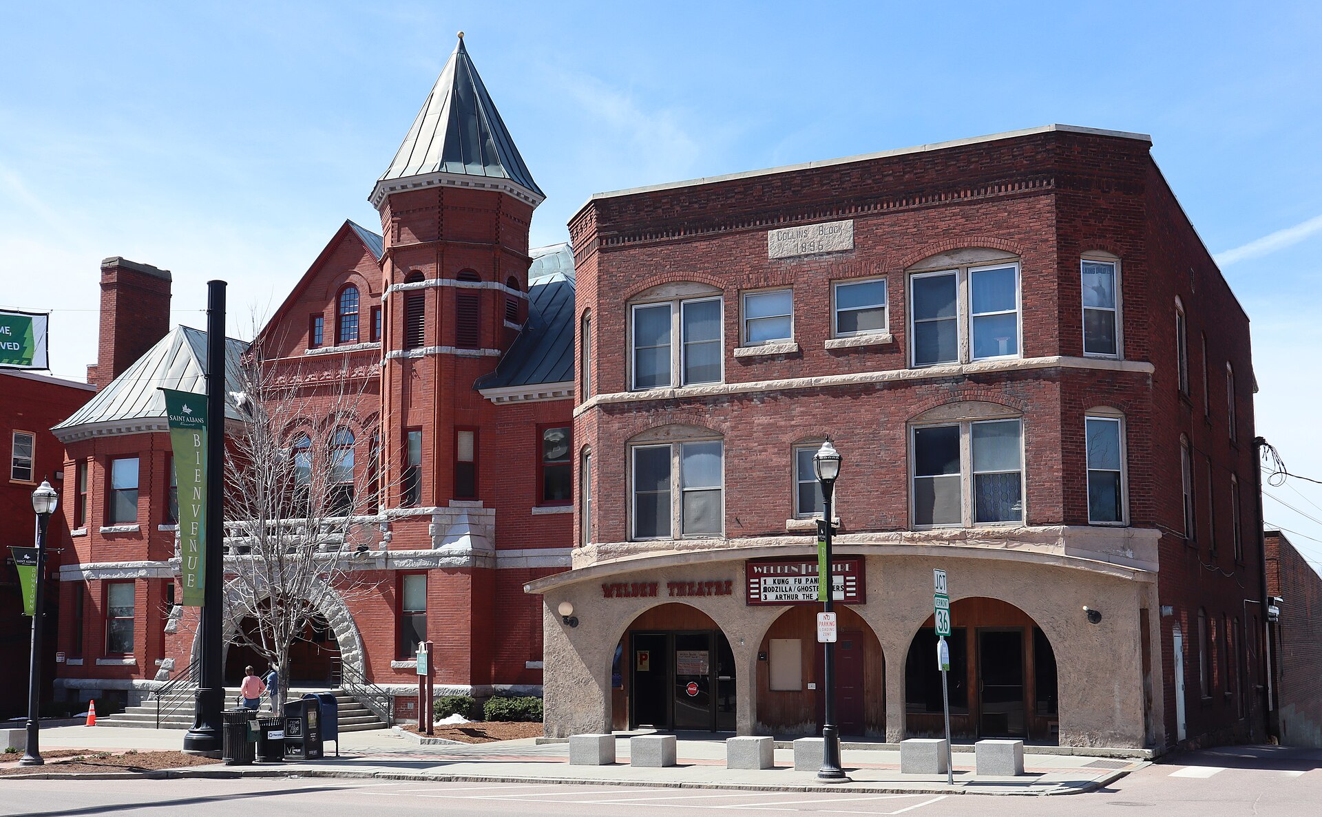 City Hall and the Welden Theatre on Main Street in downtown St. Albans, Vermont