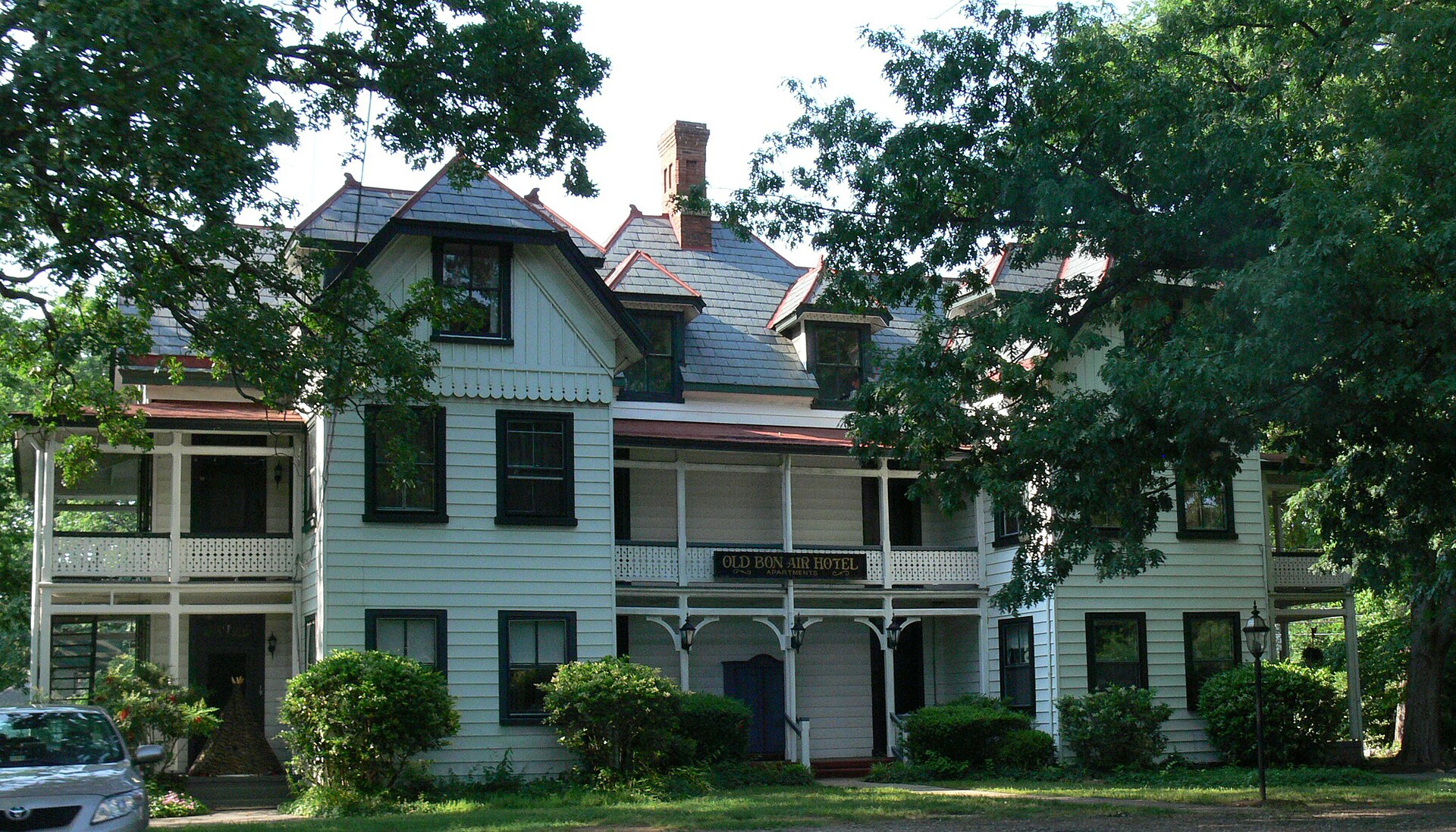 Located in Bon Air, Virginia, the Stick-style annex for the Bon Air Hotel was built in 1881-82, surviving the fire that destroyed the main hotel building in 1889.