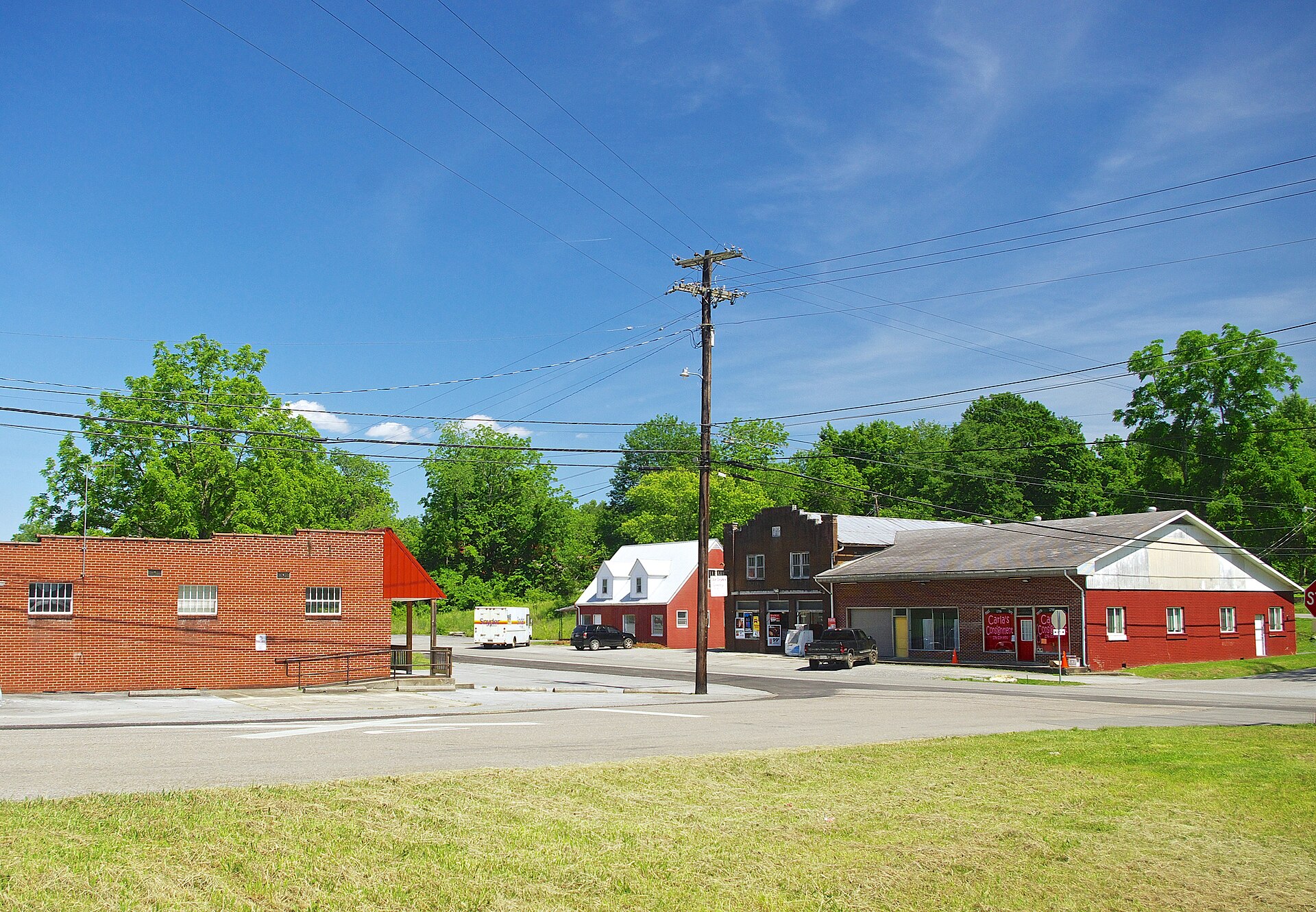 Businesses along Dryden Loop in Dryden, Virginia, United States.