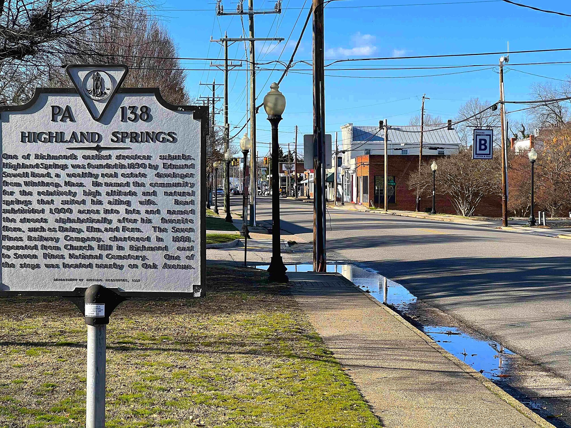 Center of the Highland Springs Historic District, in Highland Springs, Virginia.